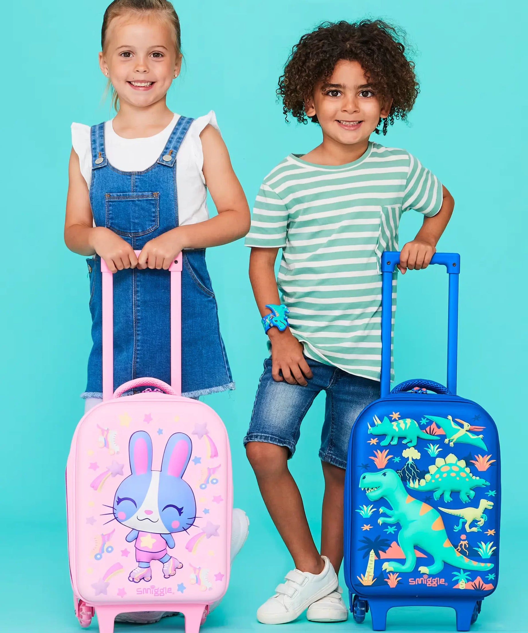 Smiggle - Movin' Junior Çekçekli Okul ve Seyahat Çantası-Dinossi