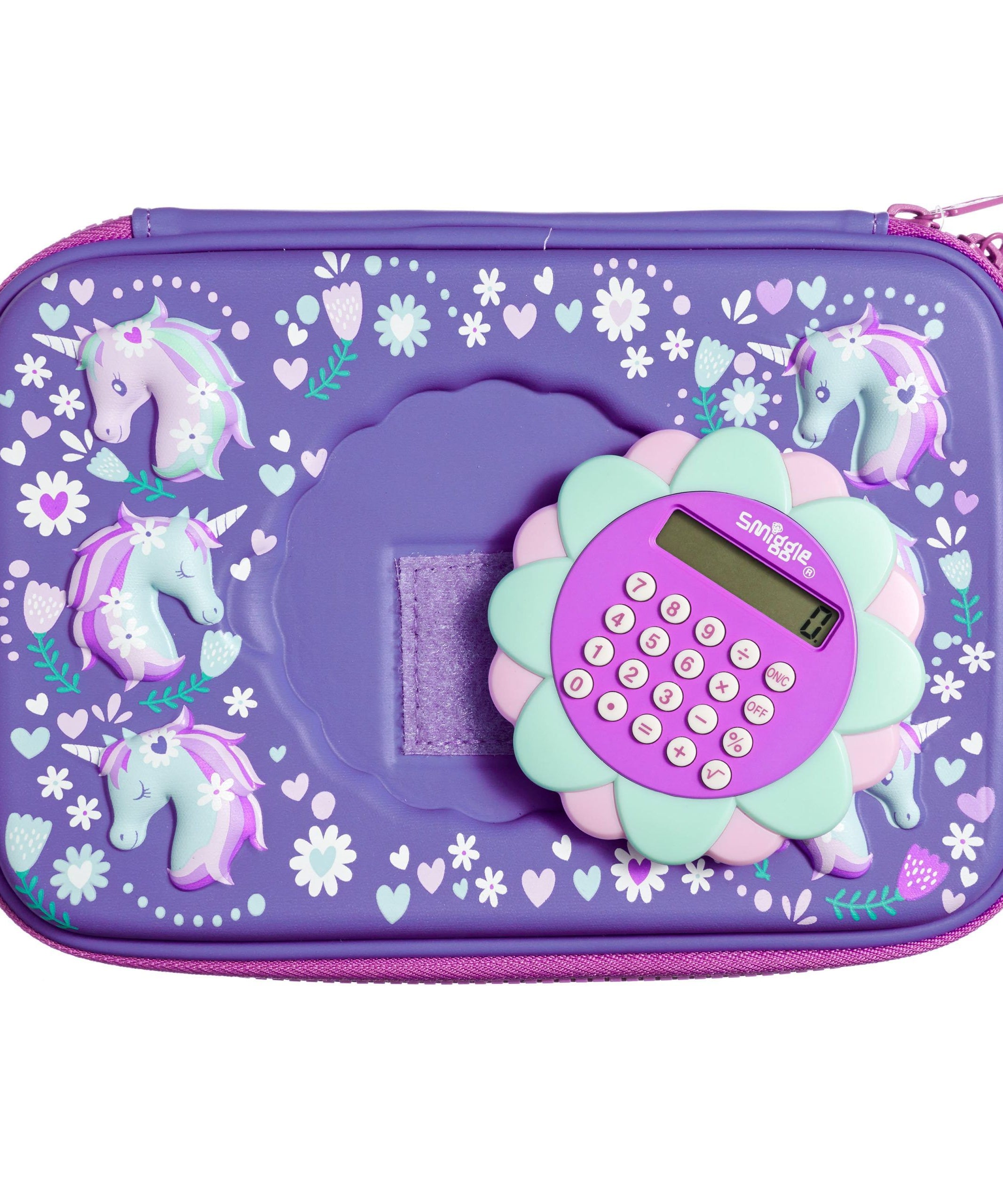 Smiggle - Unicorn Hesap Makineli Hardtop Kalem Kutusu-Dinossi