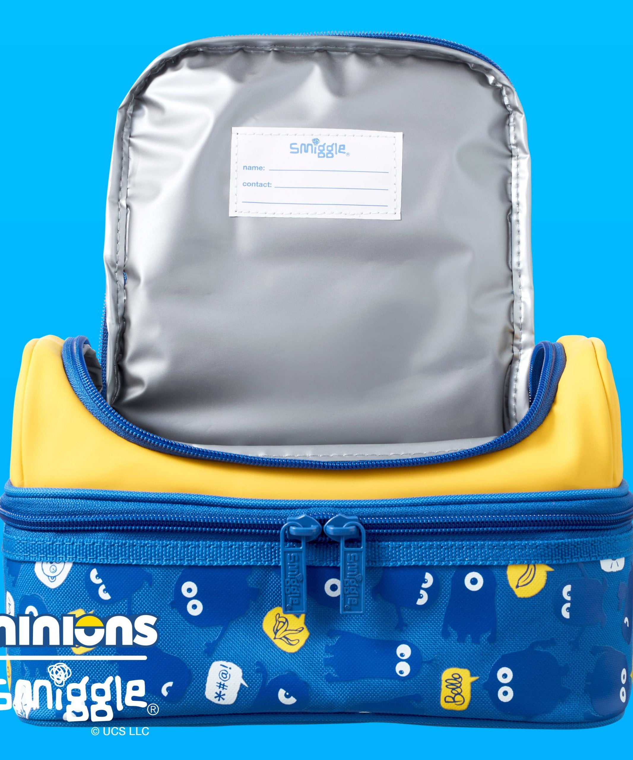 Smiggle - Minions Çift Katlı Beslenme Çantası-Dinossi