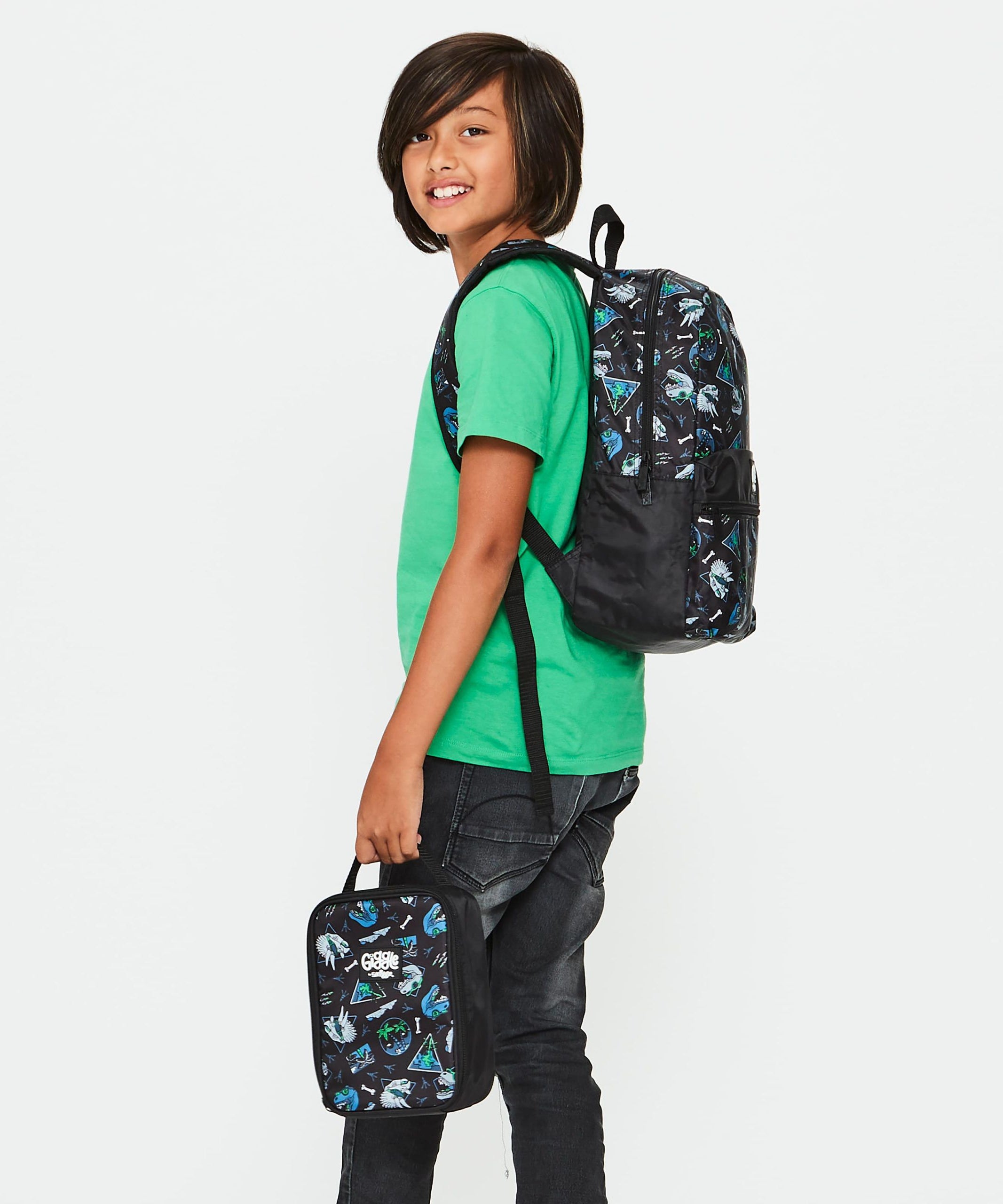 Smiggle - Giggle Siyah Sırt Çantası-Dinossi