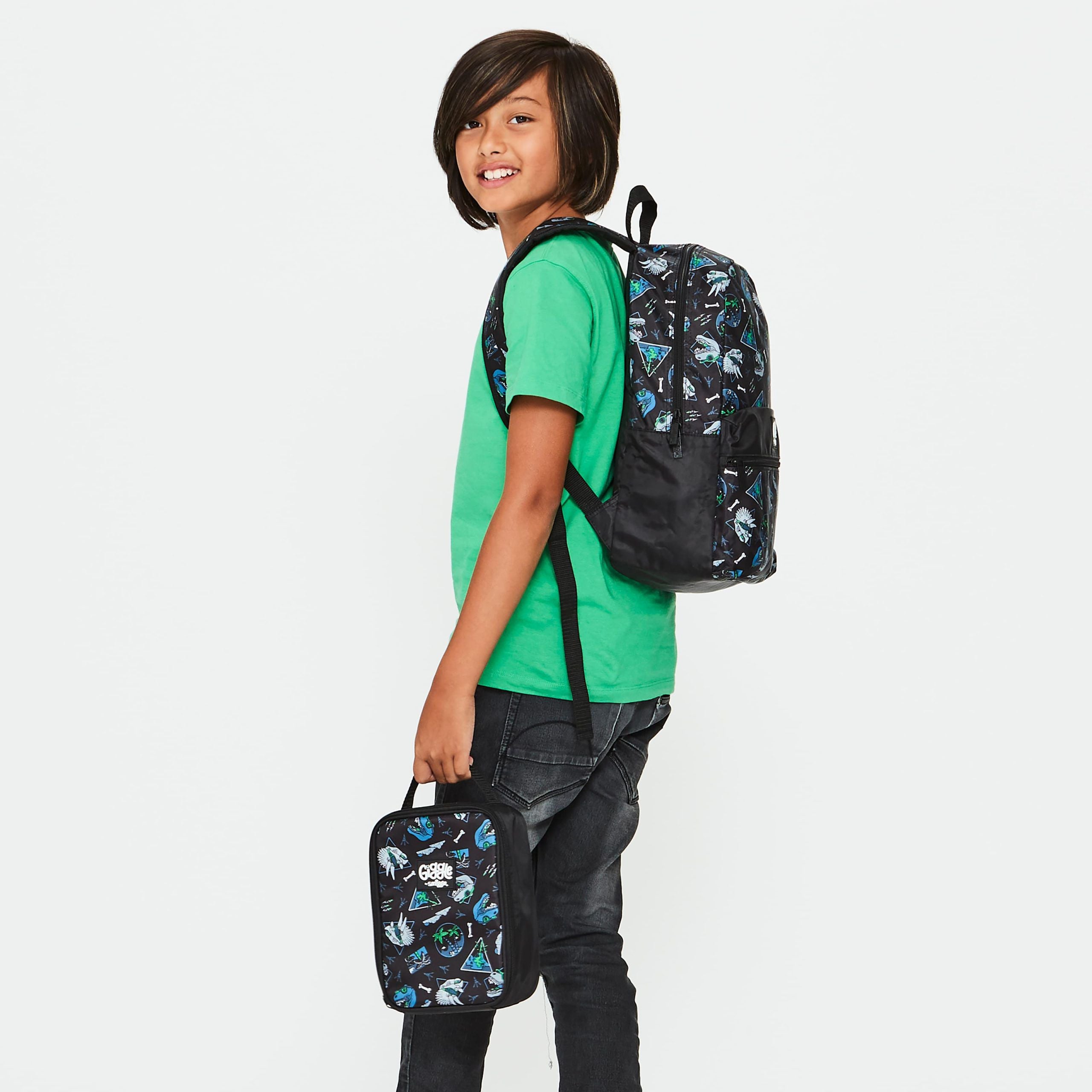 Smiggle - Giggle Siyah Sırt Çantası-Dinossi