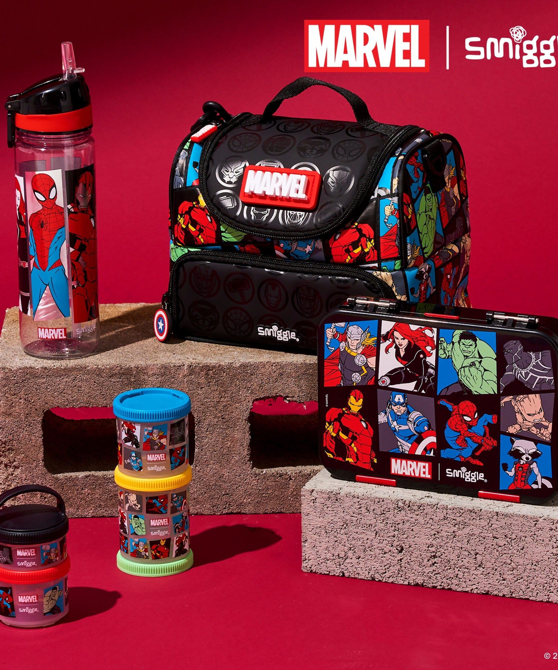 Smiggle - Marvel Çift Katlı Beslenme Çantası-Dinossi