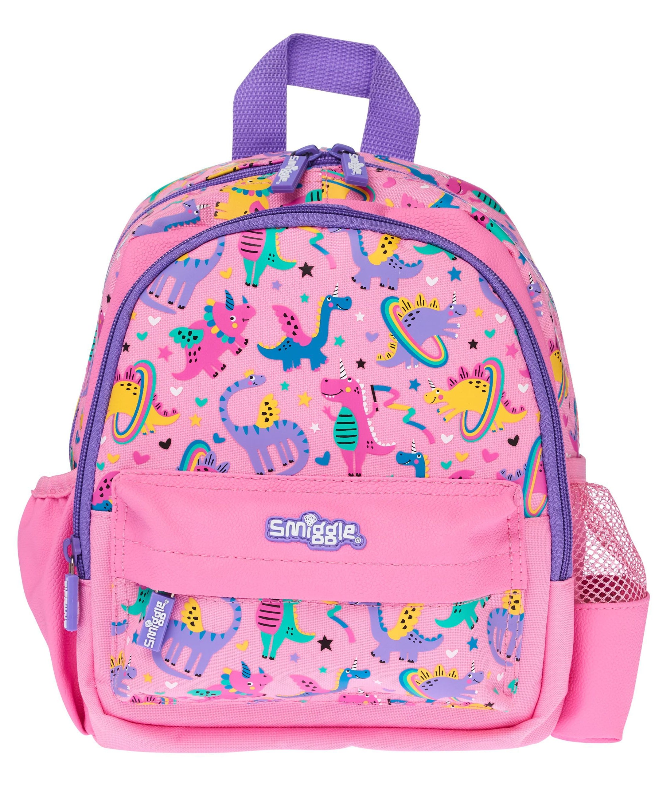 Smiggle - Up & Down Minik Dinossi Özel Tasarım Pembe Sırt Çantası-Dinossi