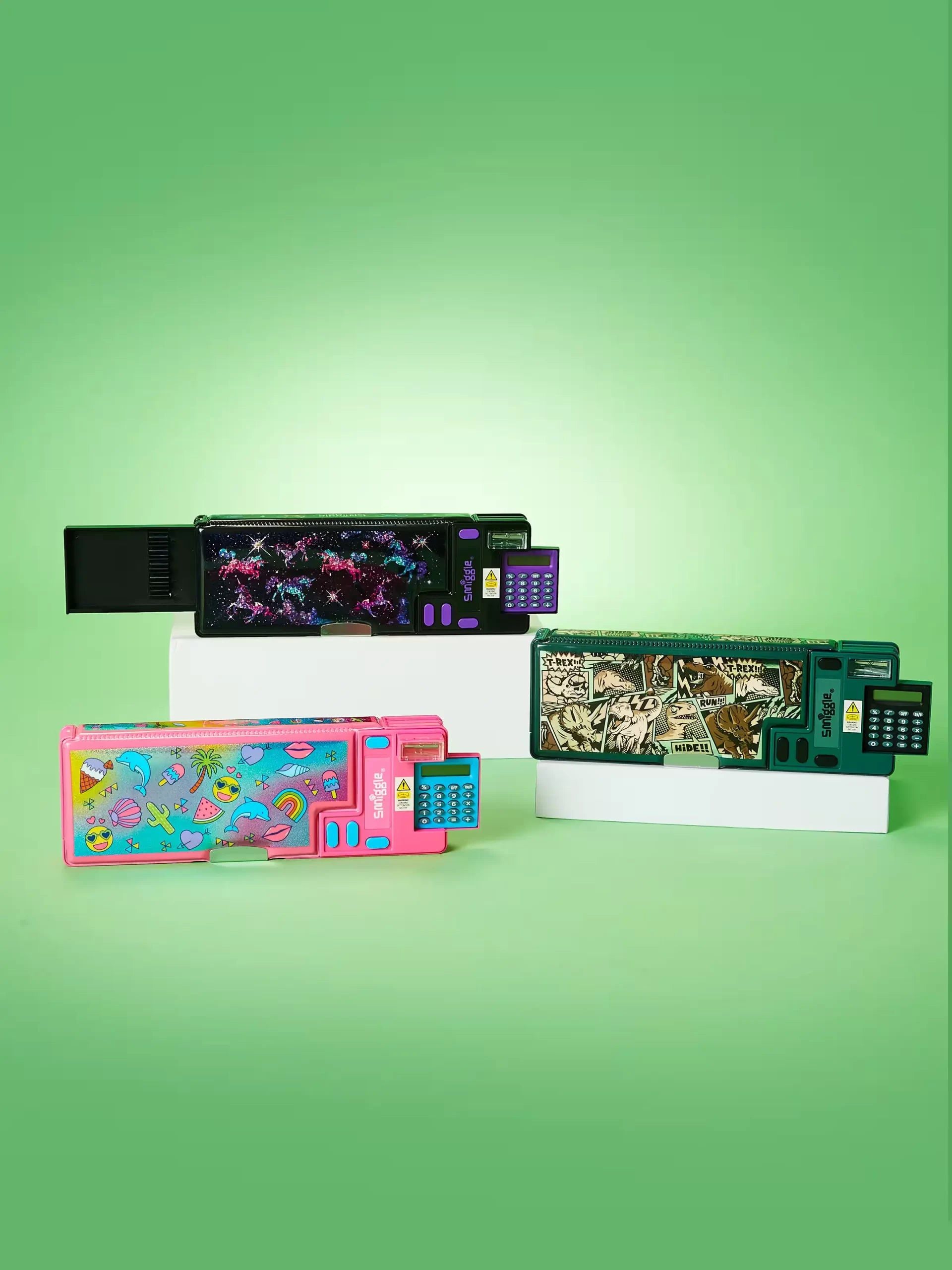 Smiggle - Wonder World Hesap Makineli Pop Out Otomatik Kalem Kutusu-Dinossi