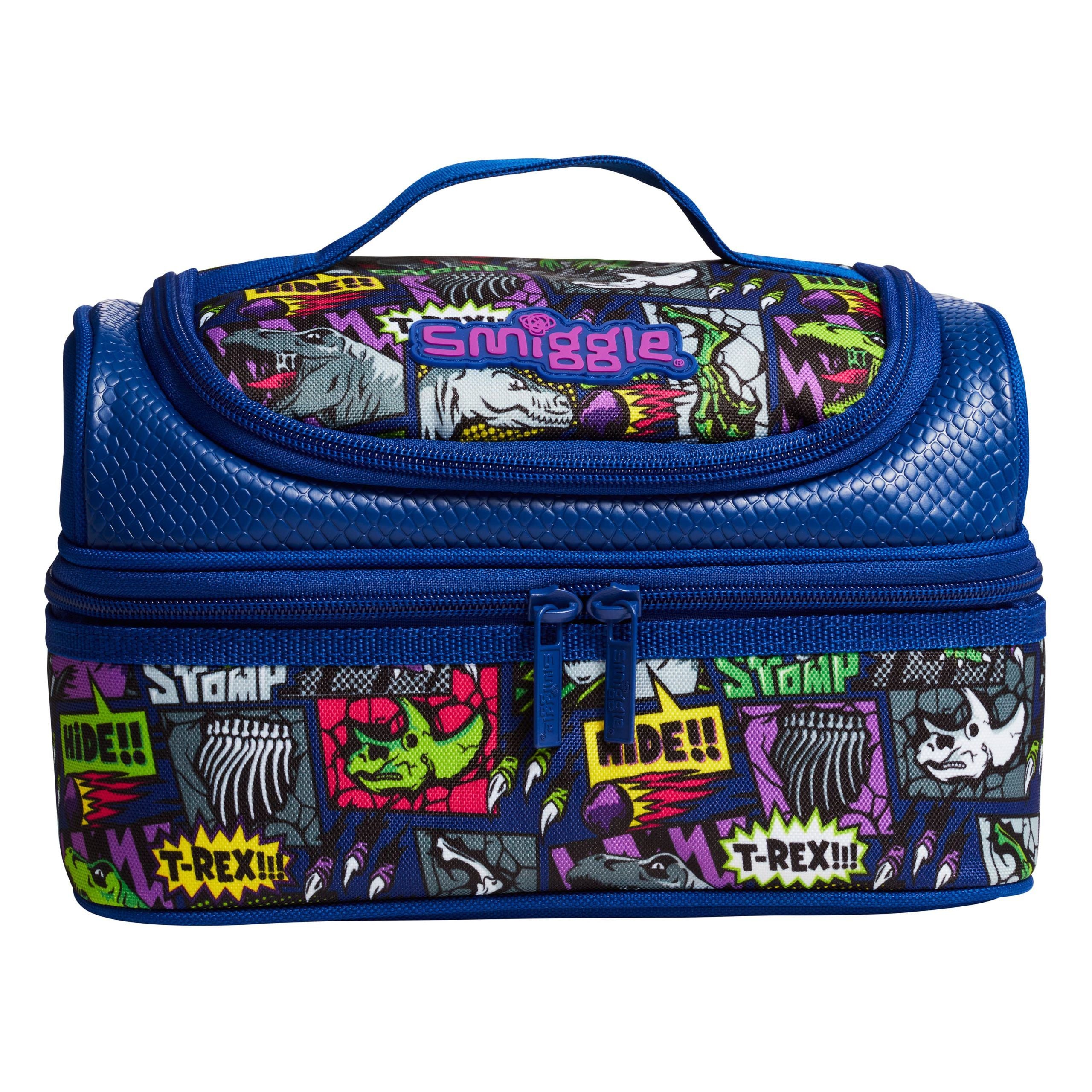 Smiggle - Bright Side Çift Katlı Beslenme Çantası-Dinossi