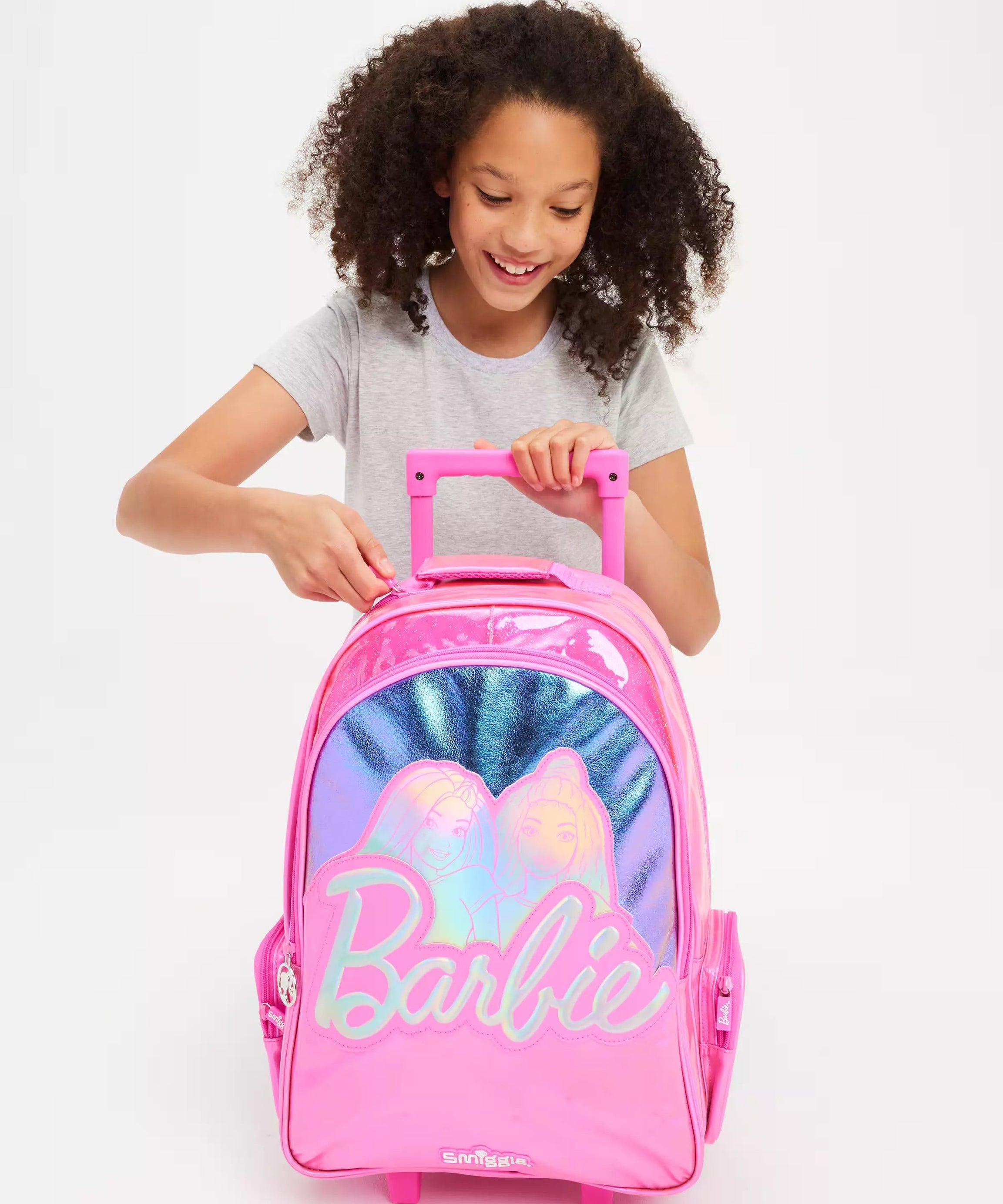 Smiggle - Barbie Çekçekli Işıklı Tekerlekli Çanta-Dinossi