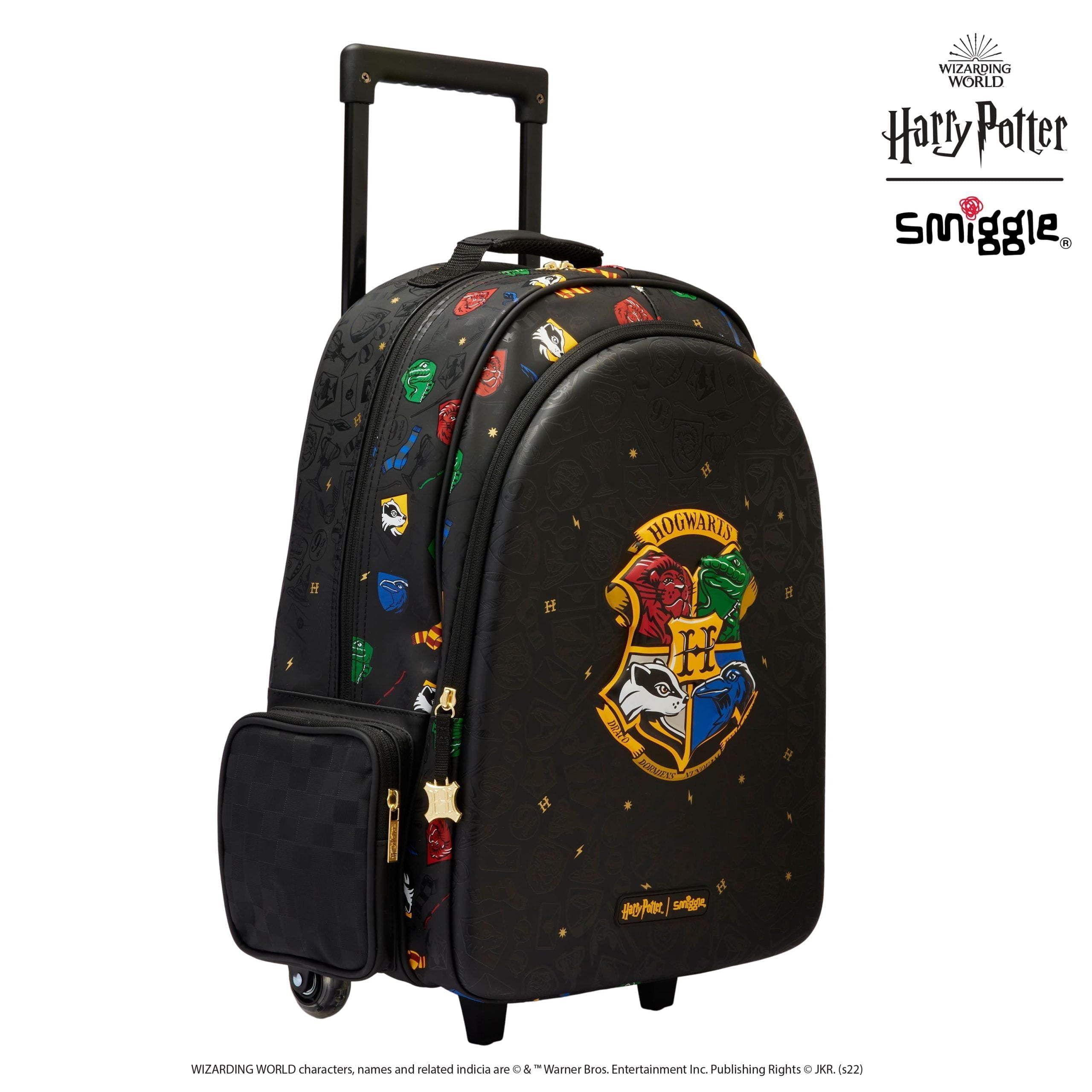 Smiggle - Harry Potter Işıklı Tekerlekli Çekçekli Sırt Çantası-Dinossi