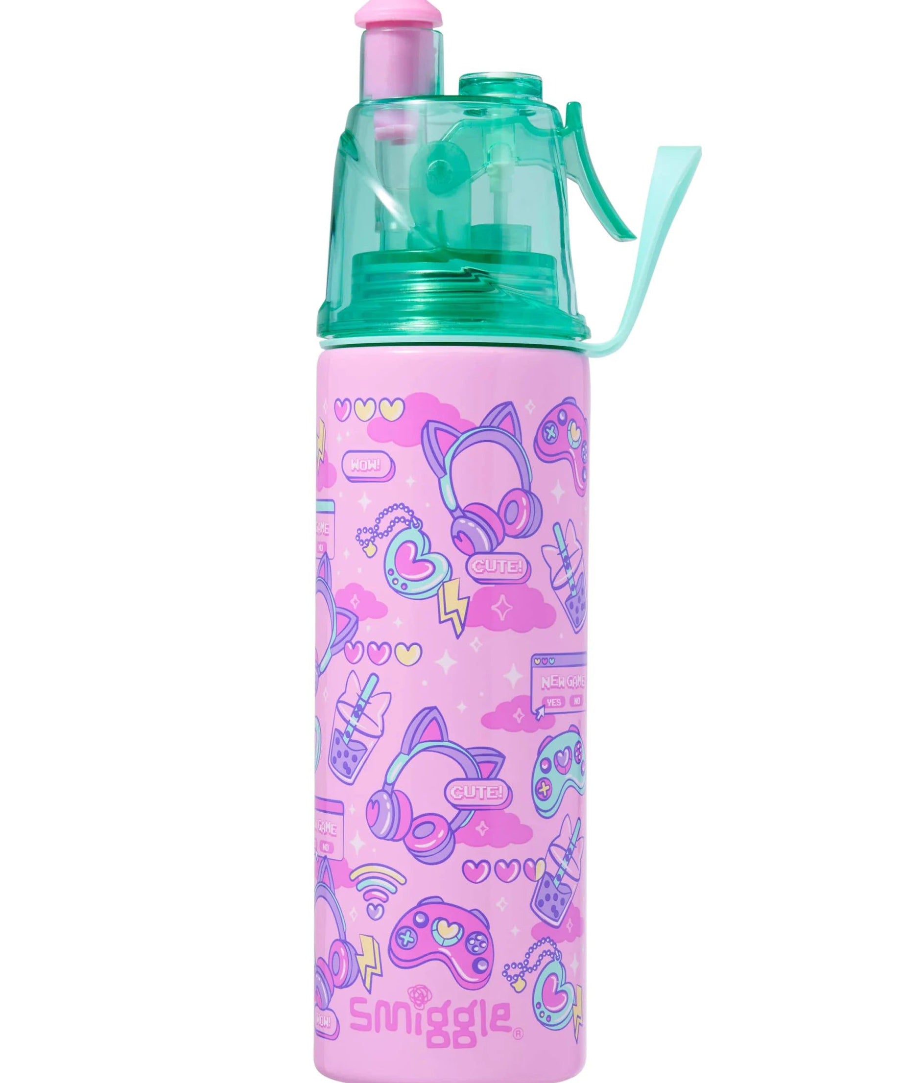 Smiggle - Livin Su Püskürtmeli 500ML Çelik Matara-Dinossi