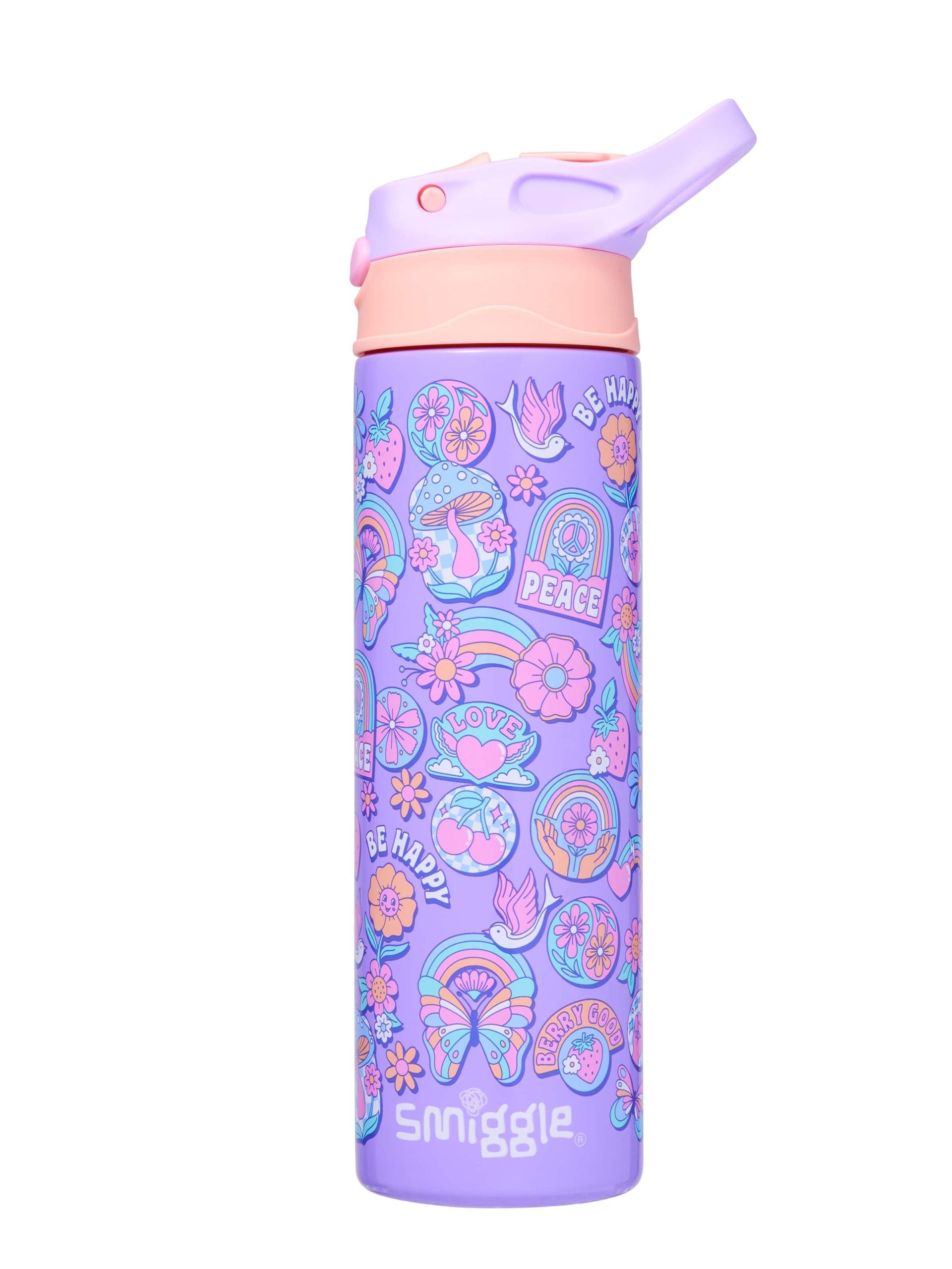 Smiggle - Limitless Paslanmaz Çelik 520ML Otomatik Pipetli Matara-Dinossi
