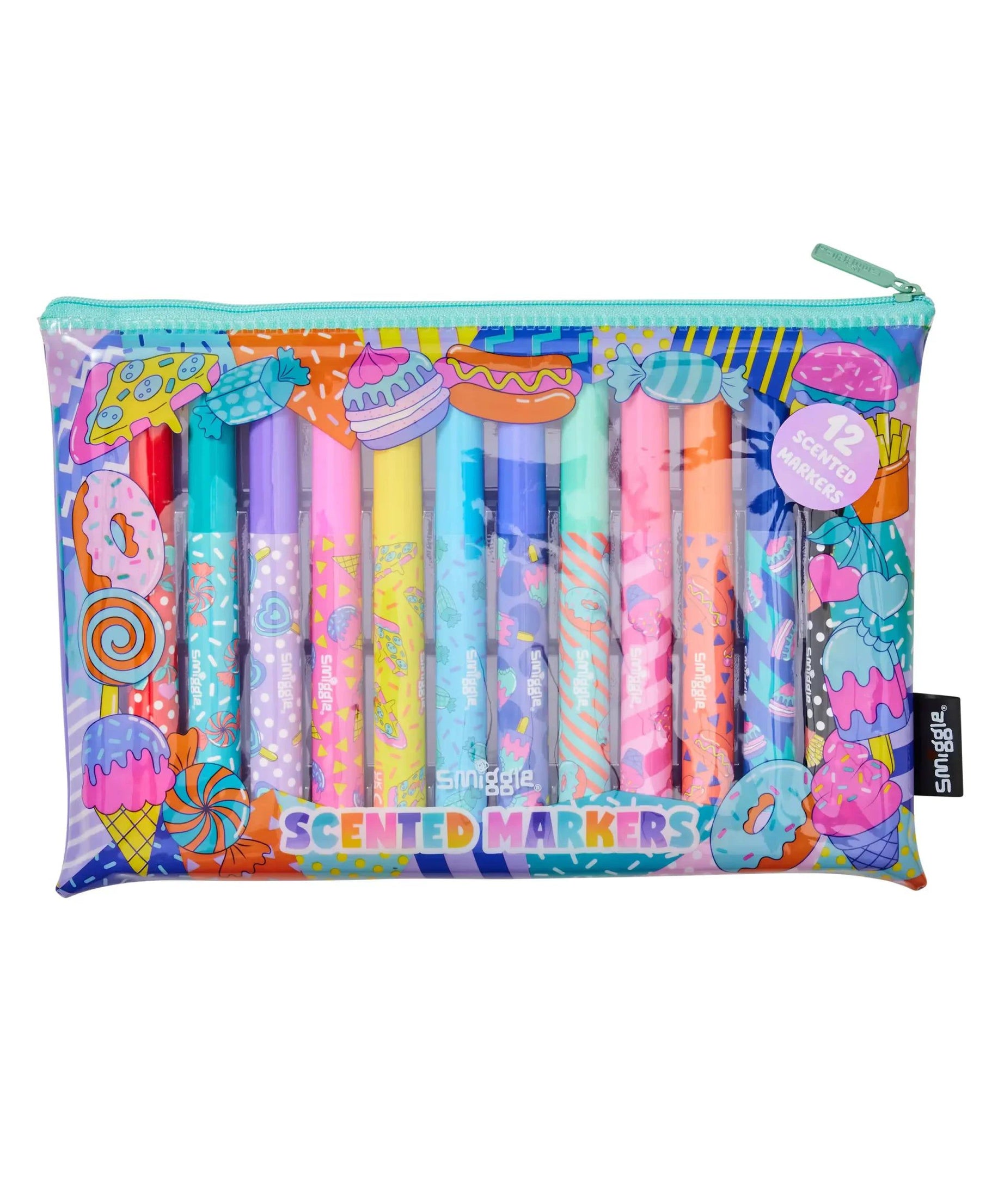 Smiggle - Away Kokulu 12'li Fosforlu Kalem ve Kalem Kutusu Seti-Dinossi