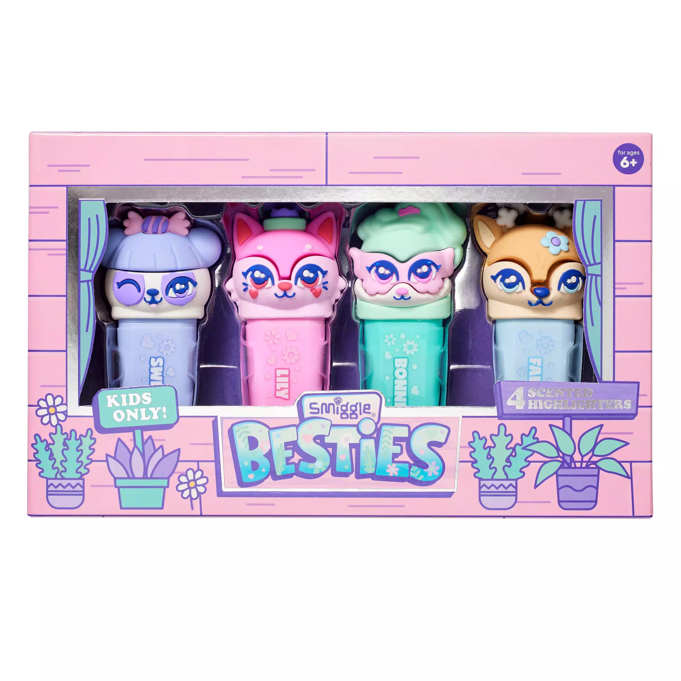 Smiggle - Besties Fosforlu Highlighter Kalem Paketi X4-Dinossi