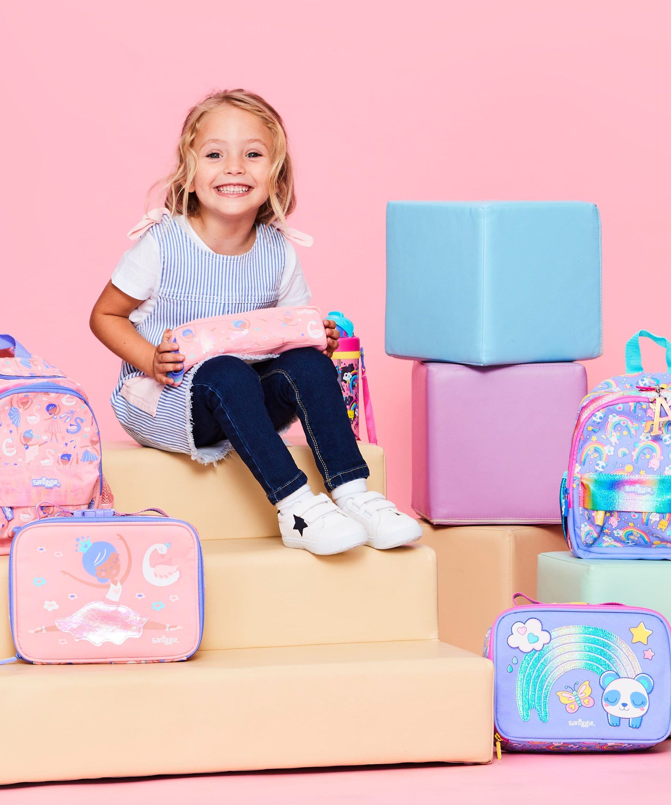 Smiggle - La La Teeny Tiny Kreş Okul Çanta Seti-Dinossi