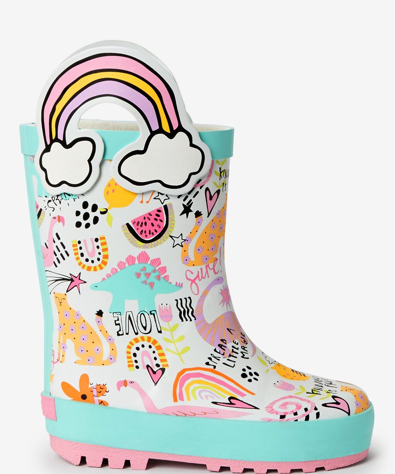 Dinossi - Kulplu Love Polarlı Çocuk Yağmur Çizmesi - 21.5-Dinossi