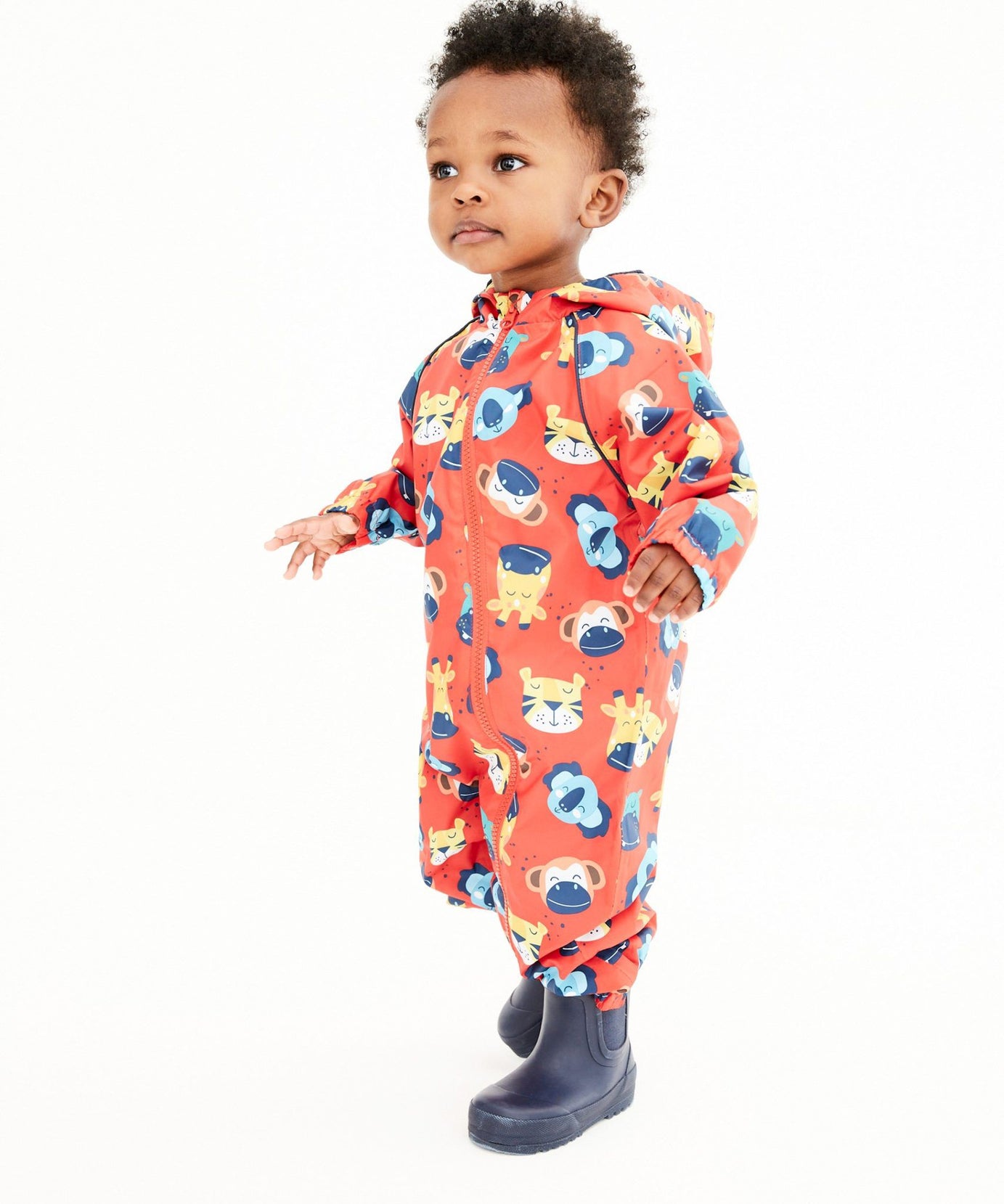 Next - Polar Astarlı Hayvanlar Desenli Çocuk Yağmurluğu - 1.5-2 Yaş-Dinossi