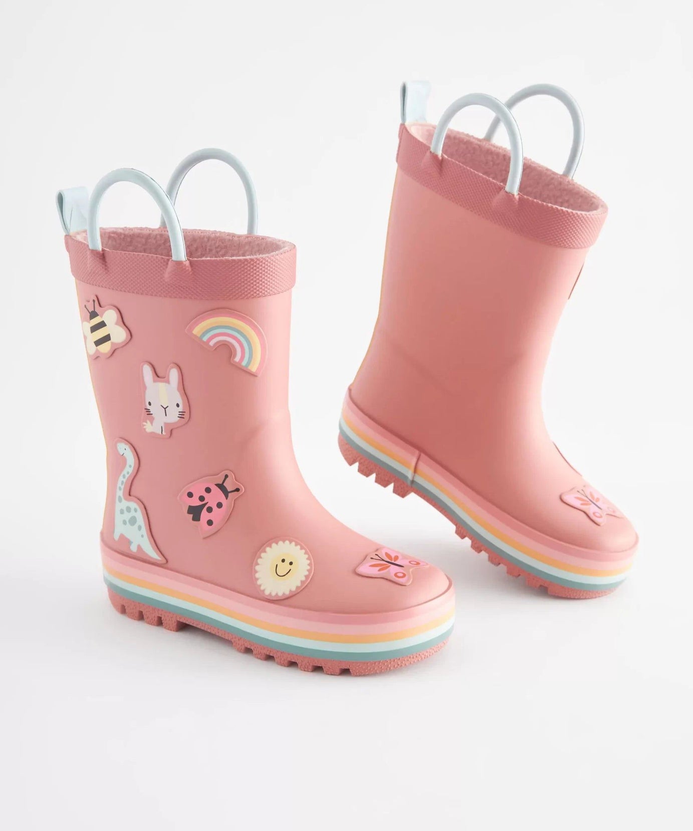 Dinossi - Soft Pembe Yumuşak Tabanlı Kız Çocuk Polarlı Yağmur Çizmesi - 30.5-Dinossi