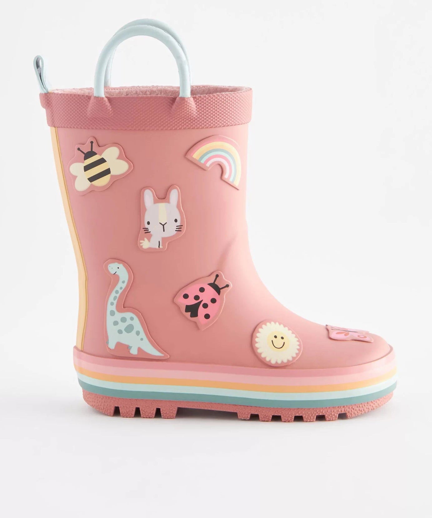 Dinossi - Soft Pembe Yumuşak Tabanlı Kız Çocuk Polarlı Yağmur Çizmesi - 30.5-Dinossi