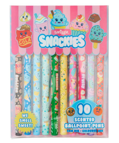Smiggle - Snackies Kokulu 10'lu Tükenmez Boya Kalemleri-Dinossi