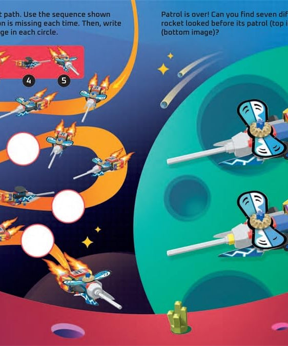 Buster Books - Lego Bouw en Plak Figuren Speelgoed Engels Activiteiten- en Verhalenboek