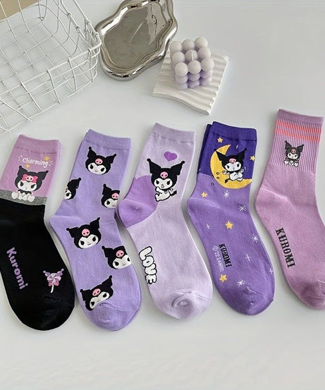 Sanrio - Kuromi 5li Çocuk Çorabı-Dinossi