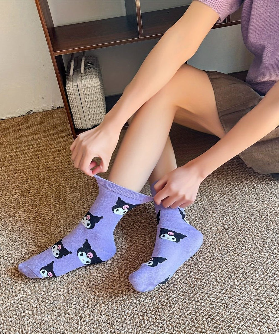 Sanrio - Kuromi 5li Çocuk Çorabı-Dinossi