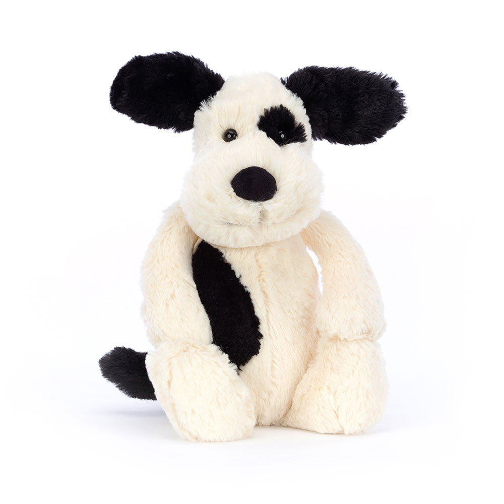 JellyCat - Verlegen Zwart & Crèmekleurig Puppyhondje Pluche Speelgoed 31 cm