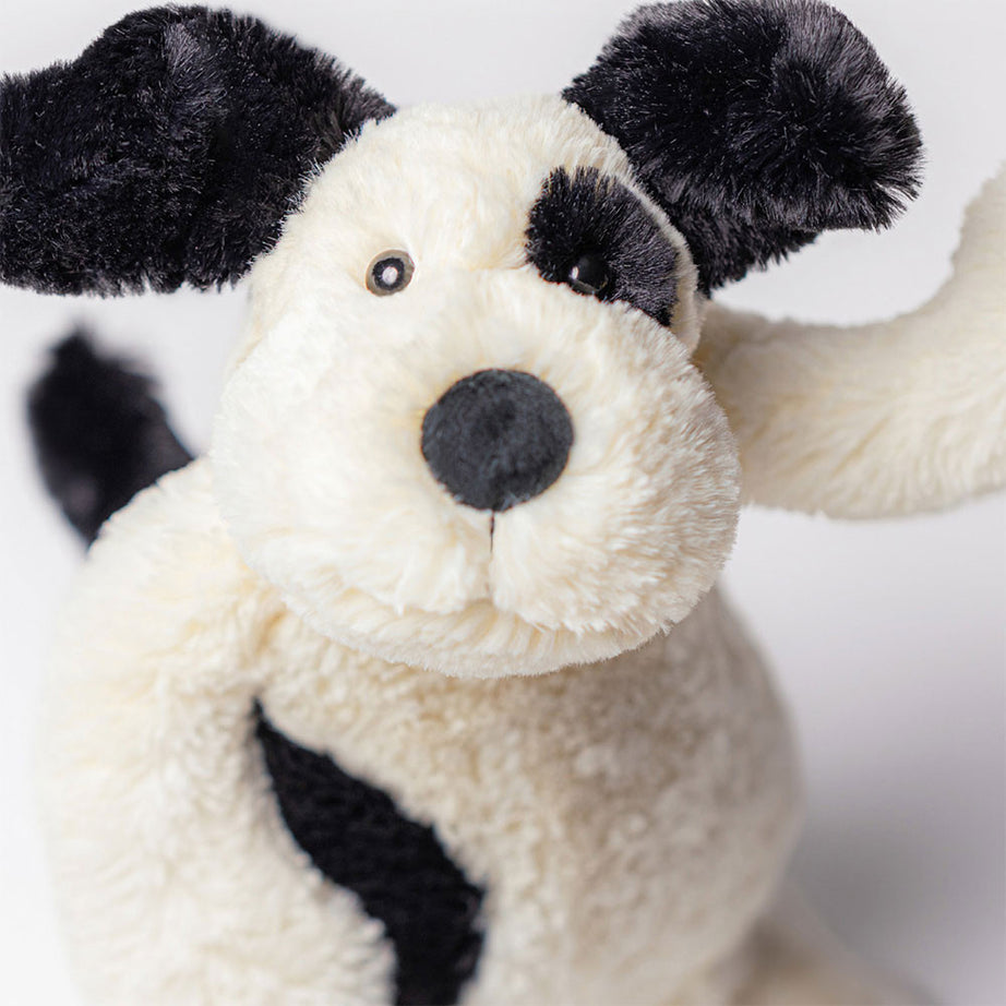 JellyCat - Verlegen Zwart & Crèmekleurig Puppyhondje Pluche Speelgoed 31 cm