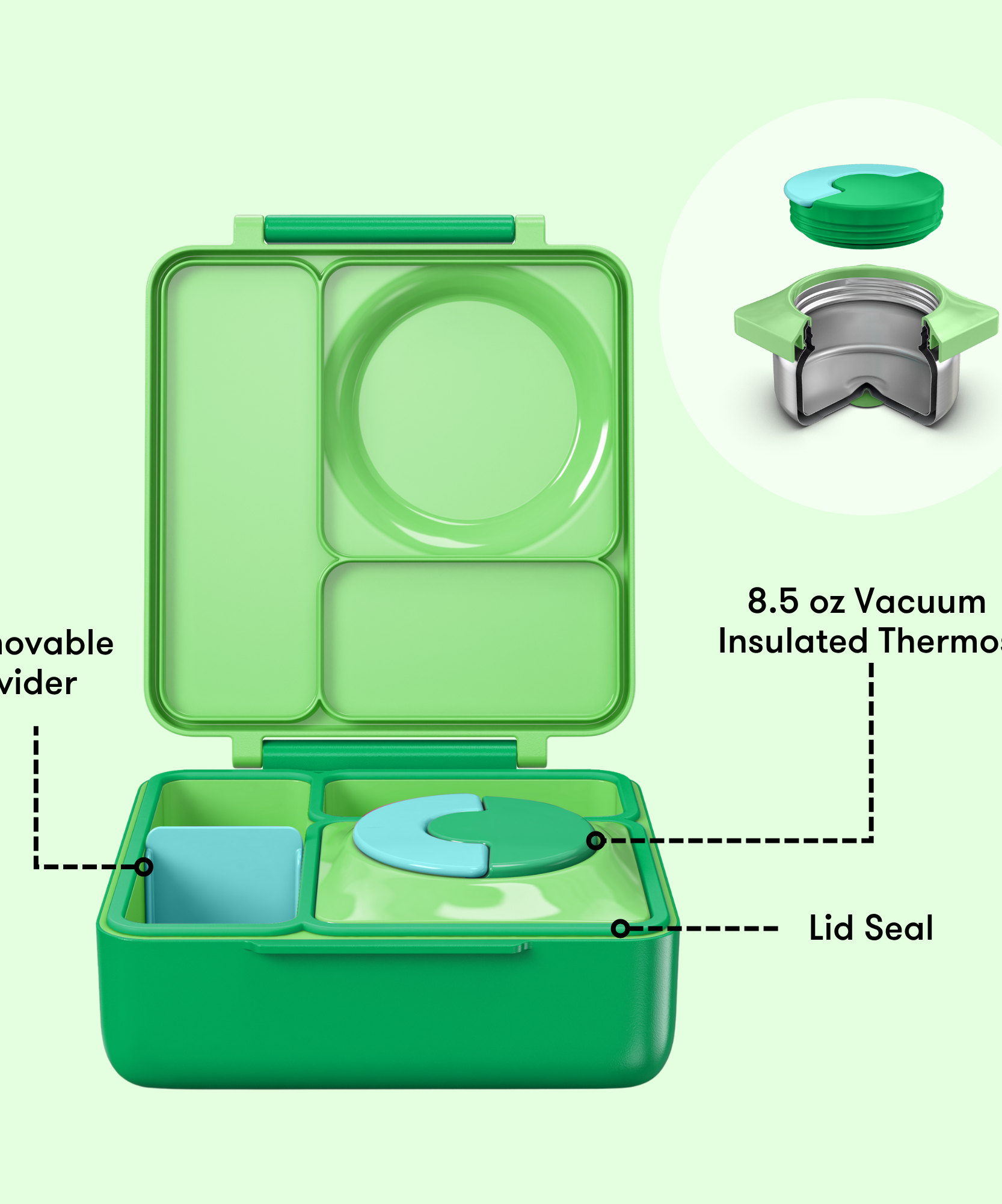 Omiebox - Warmte Geïsoleerde Appelgroene Bento Lunchbox