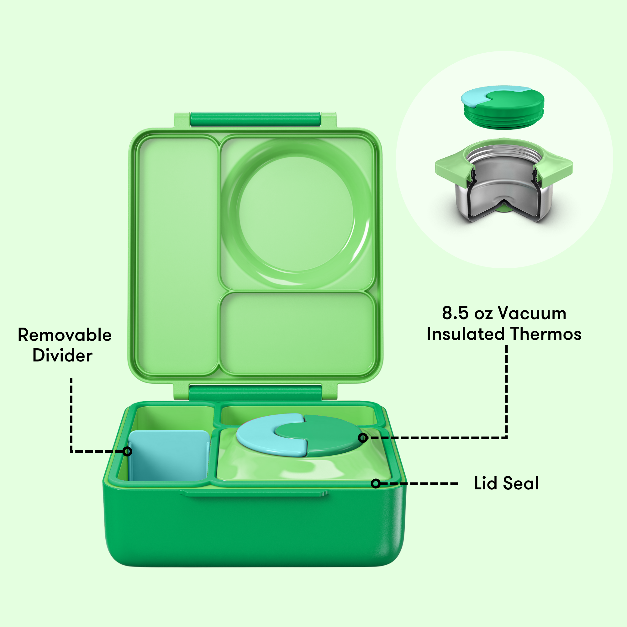 Omiebox - Warmte Geïsoleerde Appelgroene Bento Lunchbox