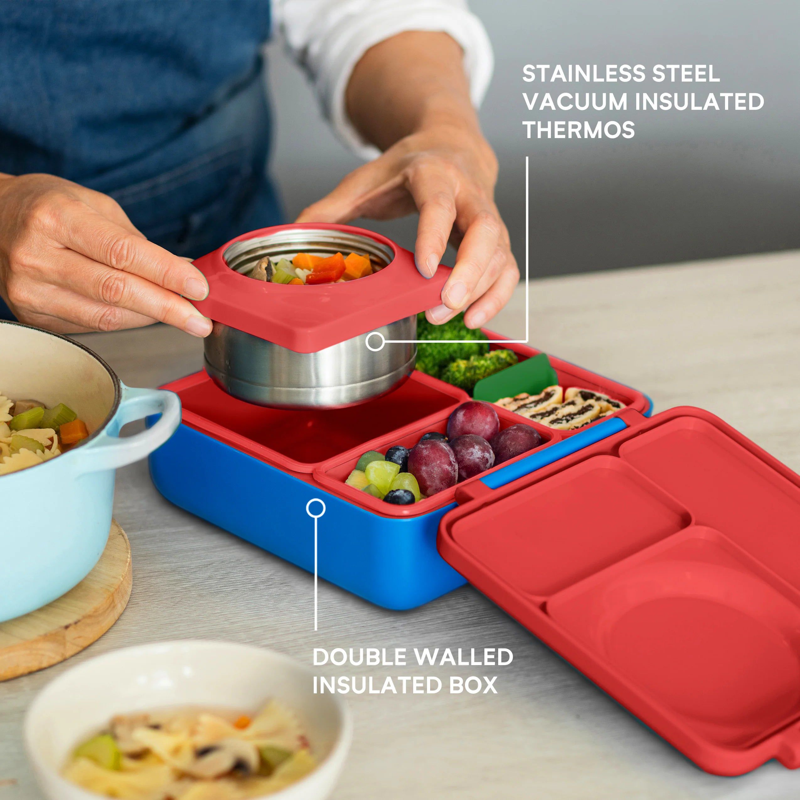 OmieBox Geïsoleerde Rode Bento Lunchbox