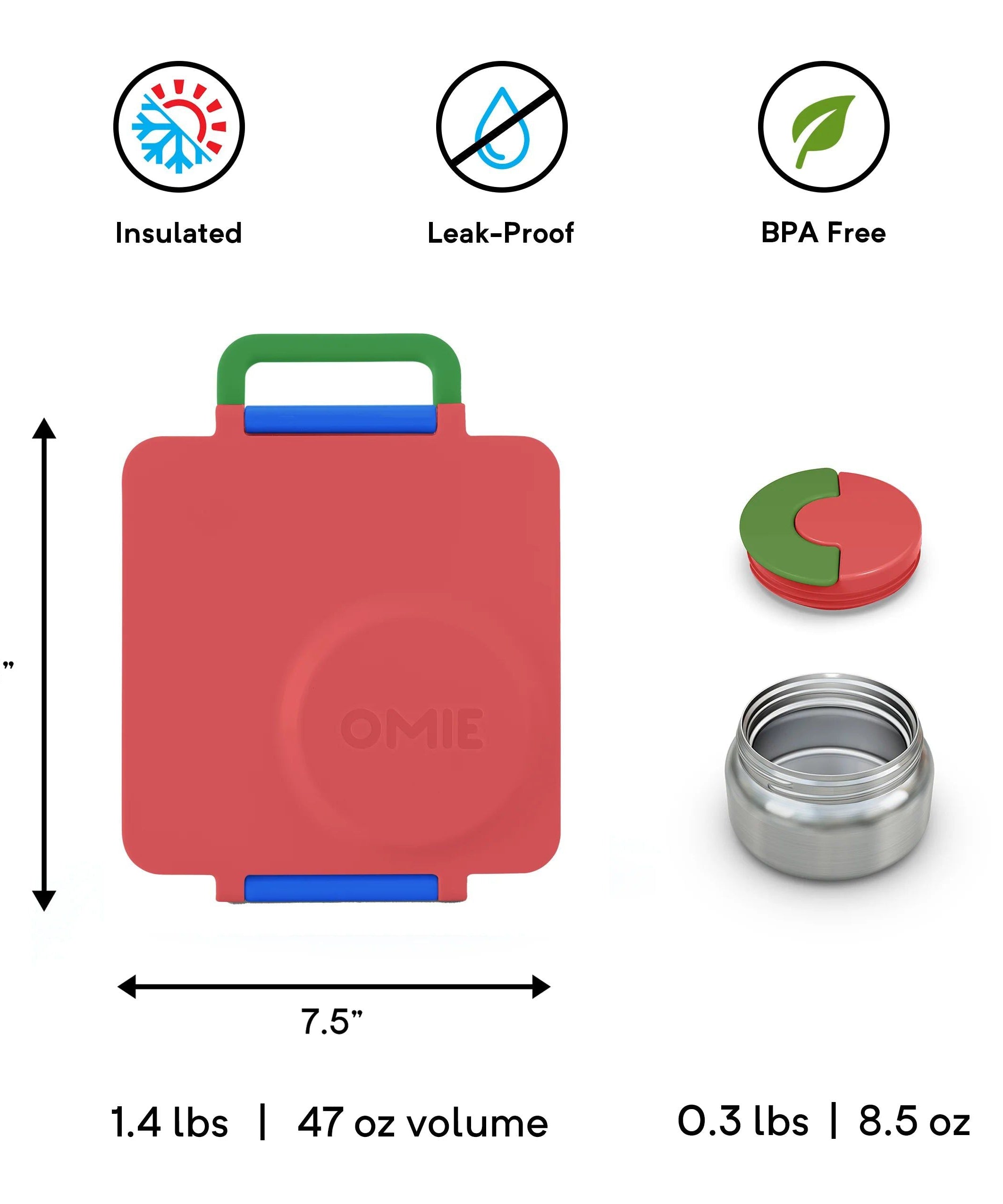 OmieBox Geïsoleerde Rode Bento Lunchbox