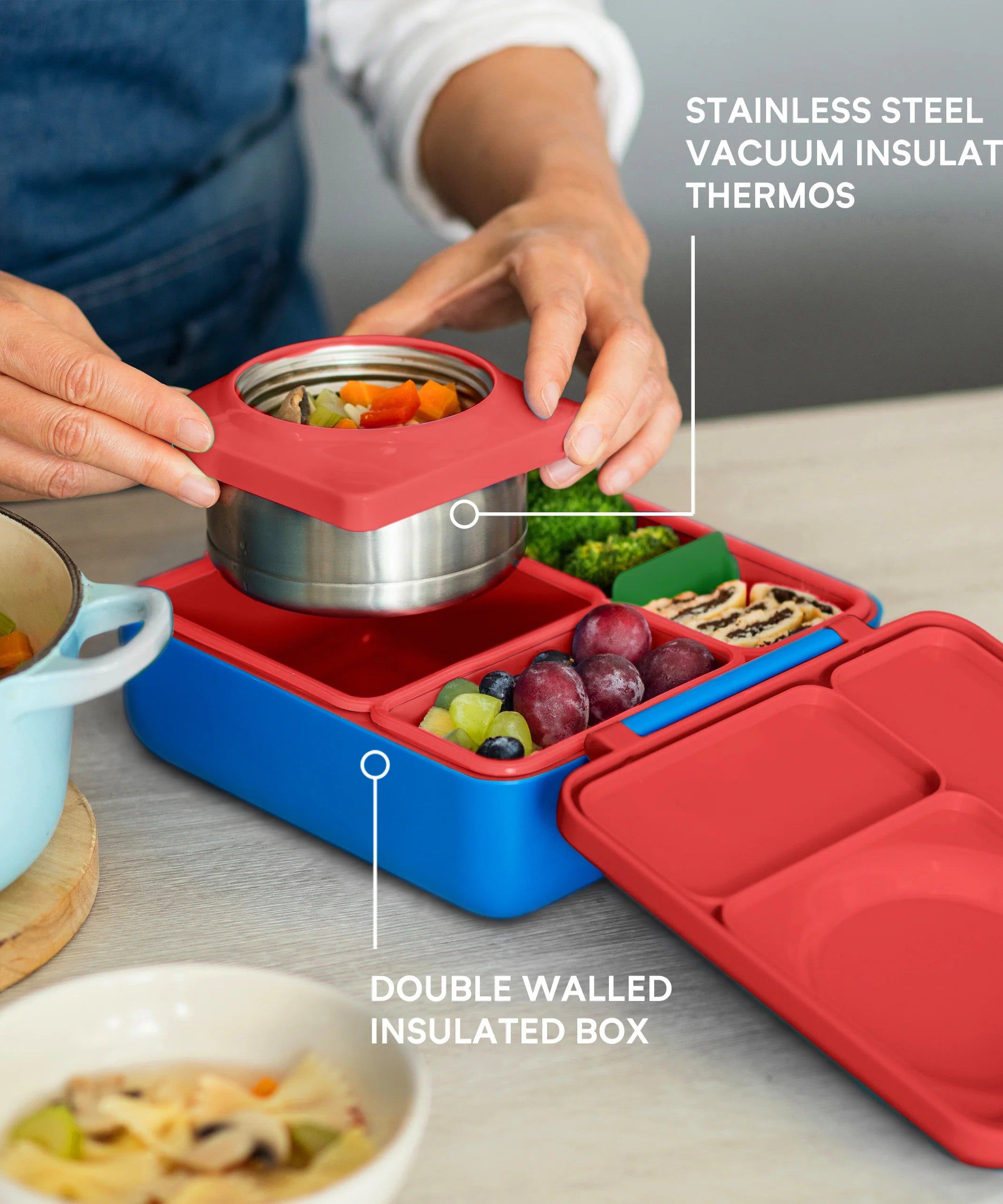 OmieBox Geïsoleerde Rode Bento Lunchbox