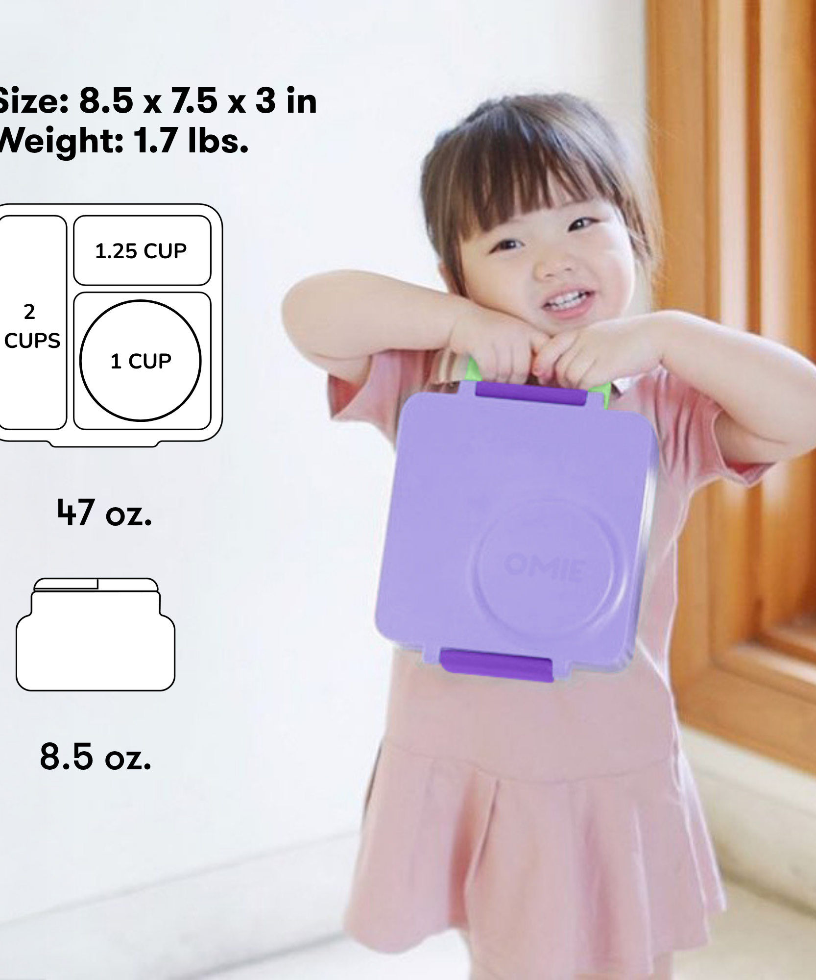 Omiebox - Warmte Geïsoleerde Paarse Bento Lunchbox