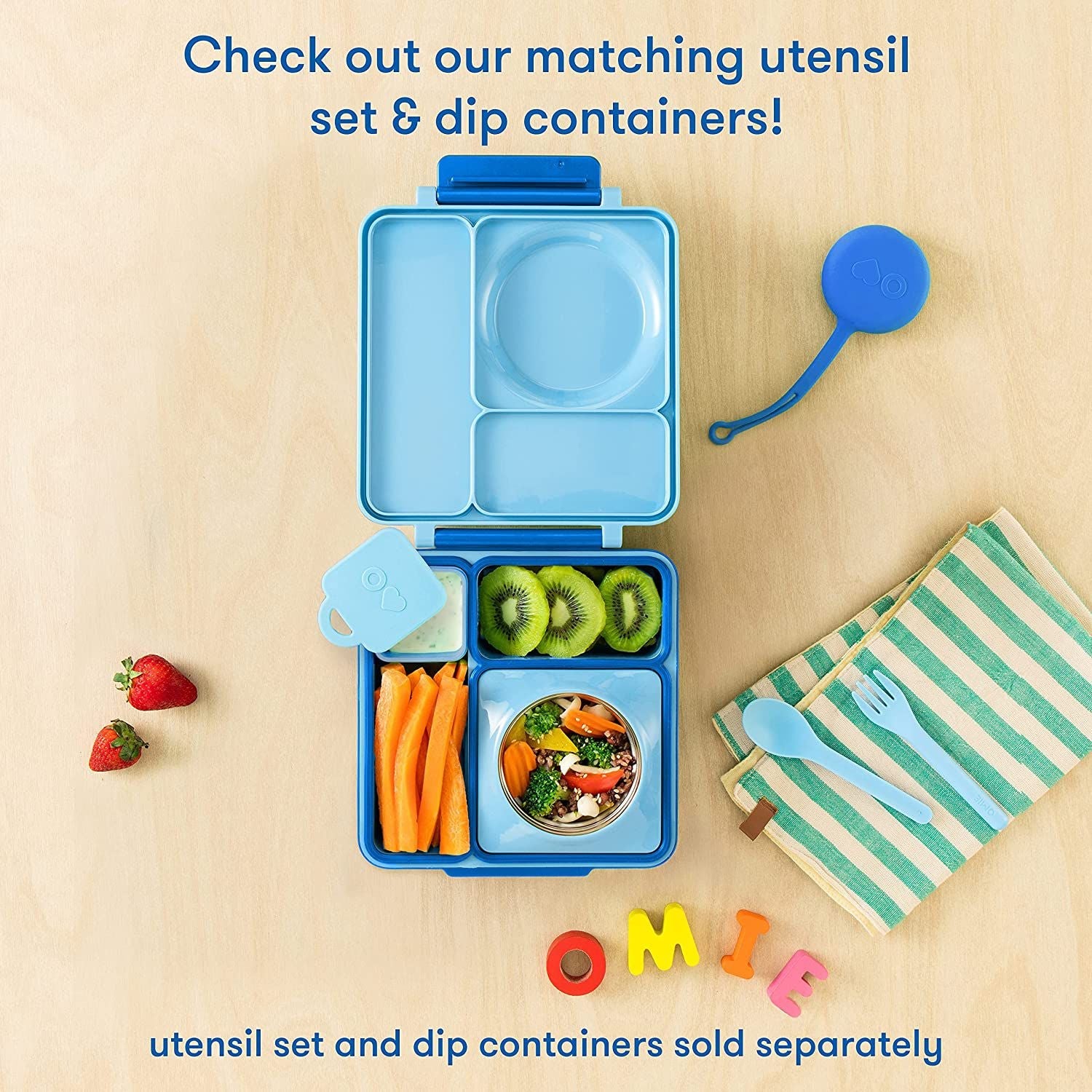 OmieBox - Geïsoleerde Blauwe Bento Lunchbox
