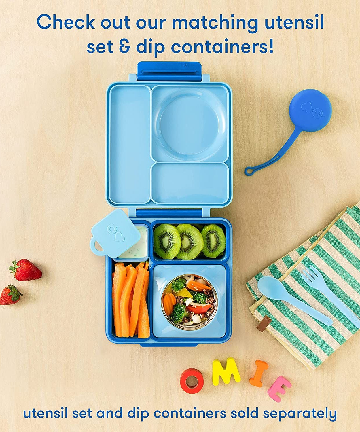 OmieBox - Geïsoleerde Blauwe Bento Lunchbox
