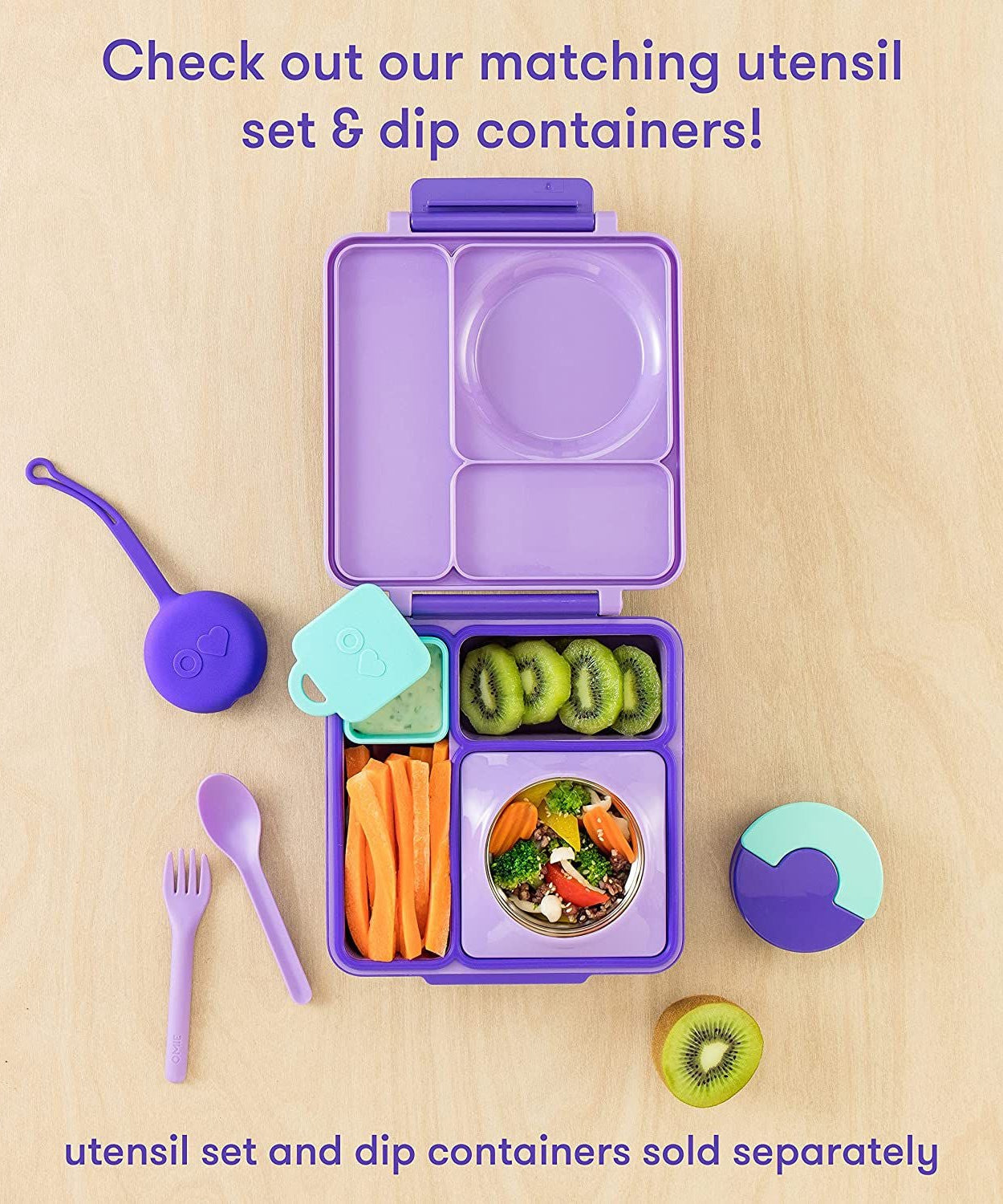 OmieBox Geïsoleerde Paarse Bento Lunchbox