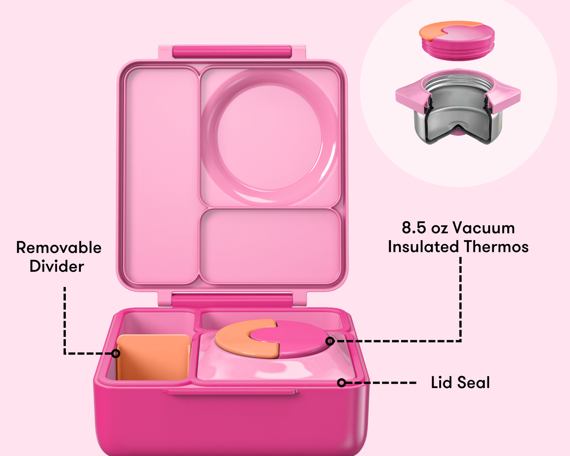 Omiebox - Warmte Geïsoleerde Fee Roze Bento Lunchbox