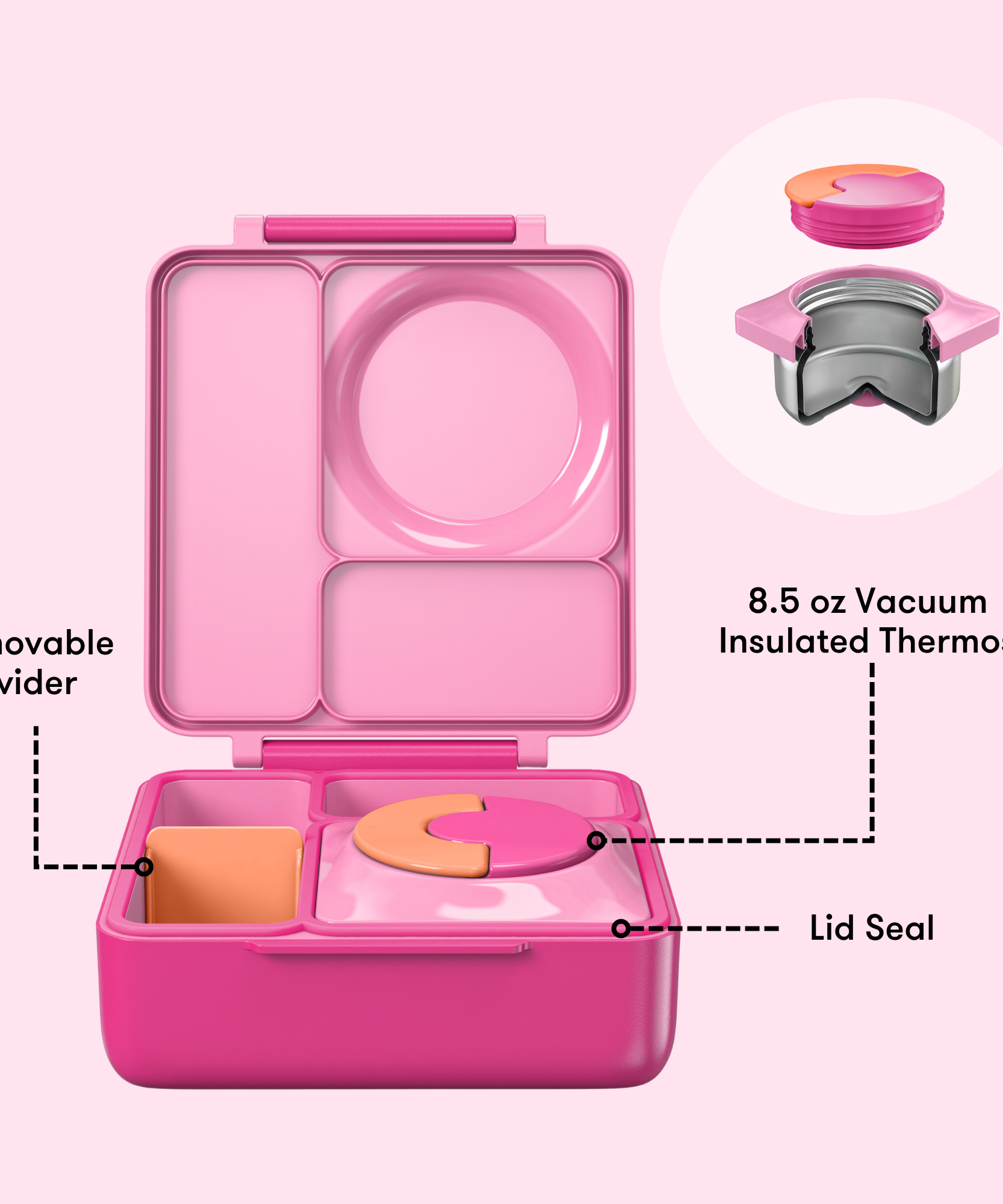 Omiebox - Warmte Geïsoleerde Fee Roze Bento Lunchbox