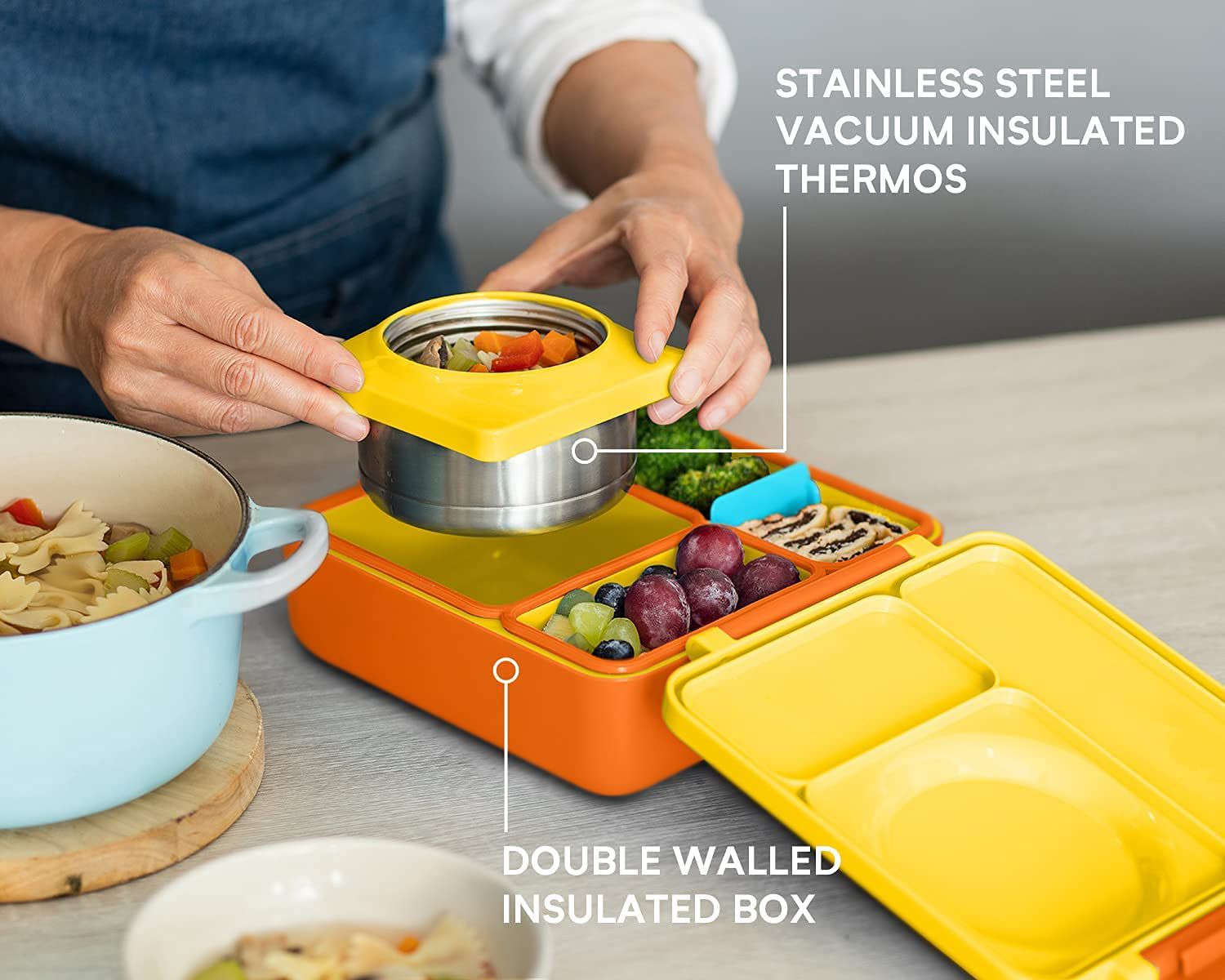 OmieBox Warmte-isolerende Gele Bento Maaltijddoos