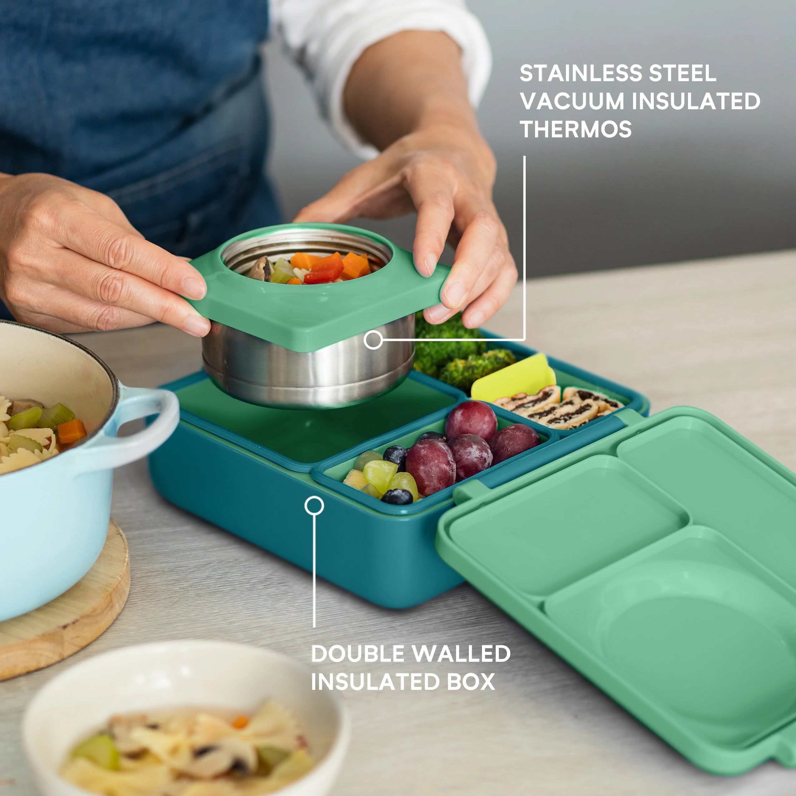 OmieBox - Geïsoleerde Groene Bento Lunchbox