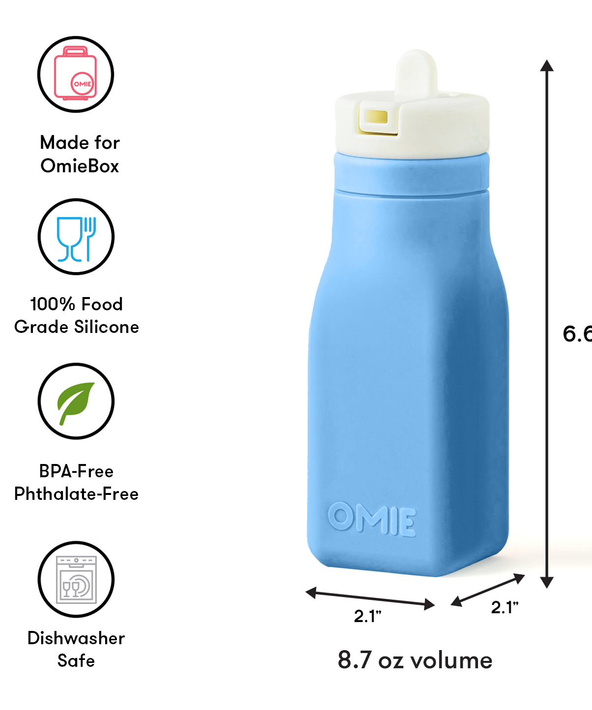 Omiebox - OmieBottle BPA-vrije siliconen drinkfles blauw