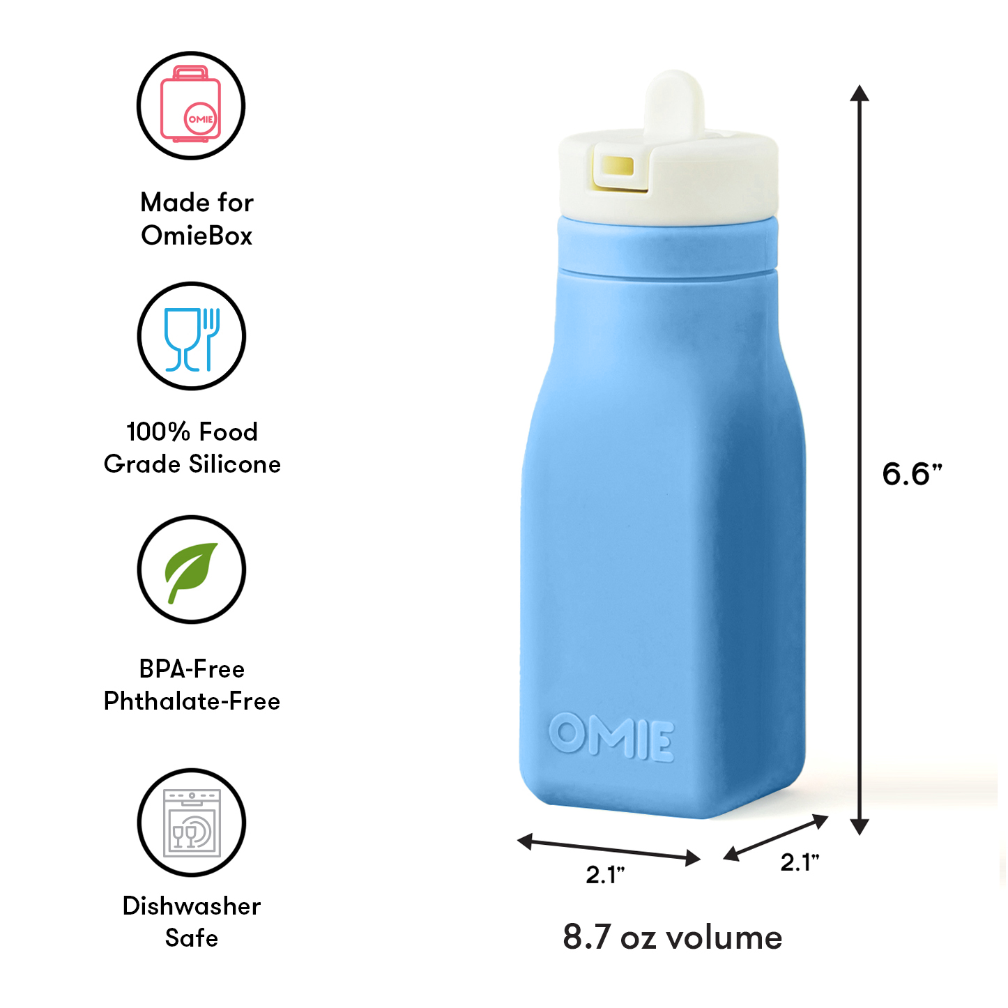 Omiebox - OmieBottle BPA-vrije siliconen drinkfles blauw