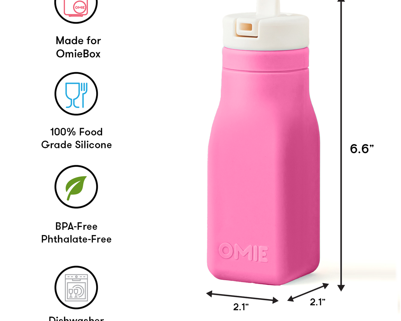 Omiebox - OmieBottle BPA-vrije siliconen drinkfles roze