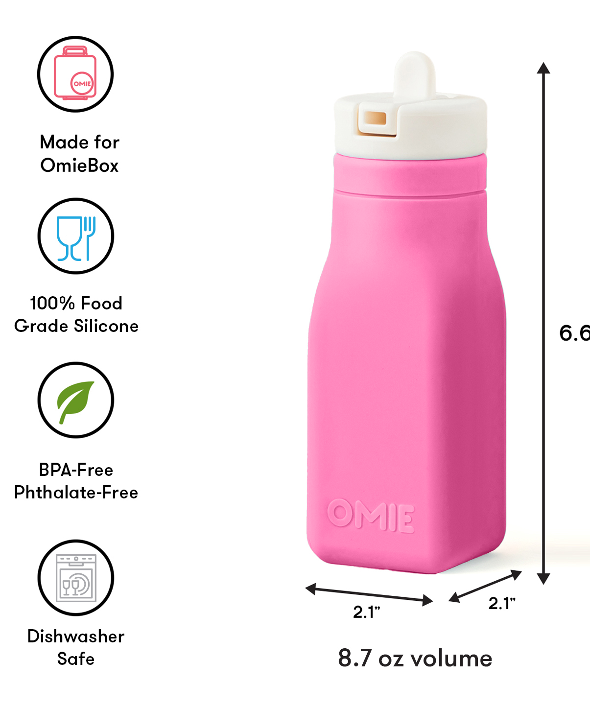 Omiebox - OmieBottle BPA-vrije siliconen drinkfles roze