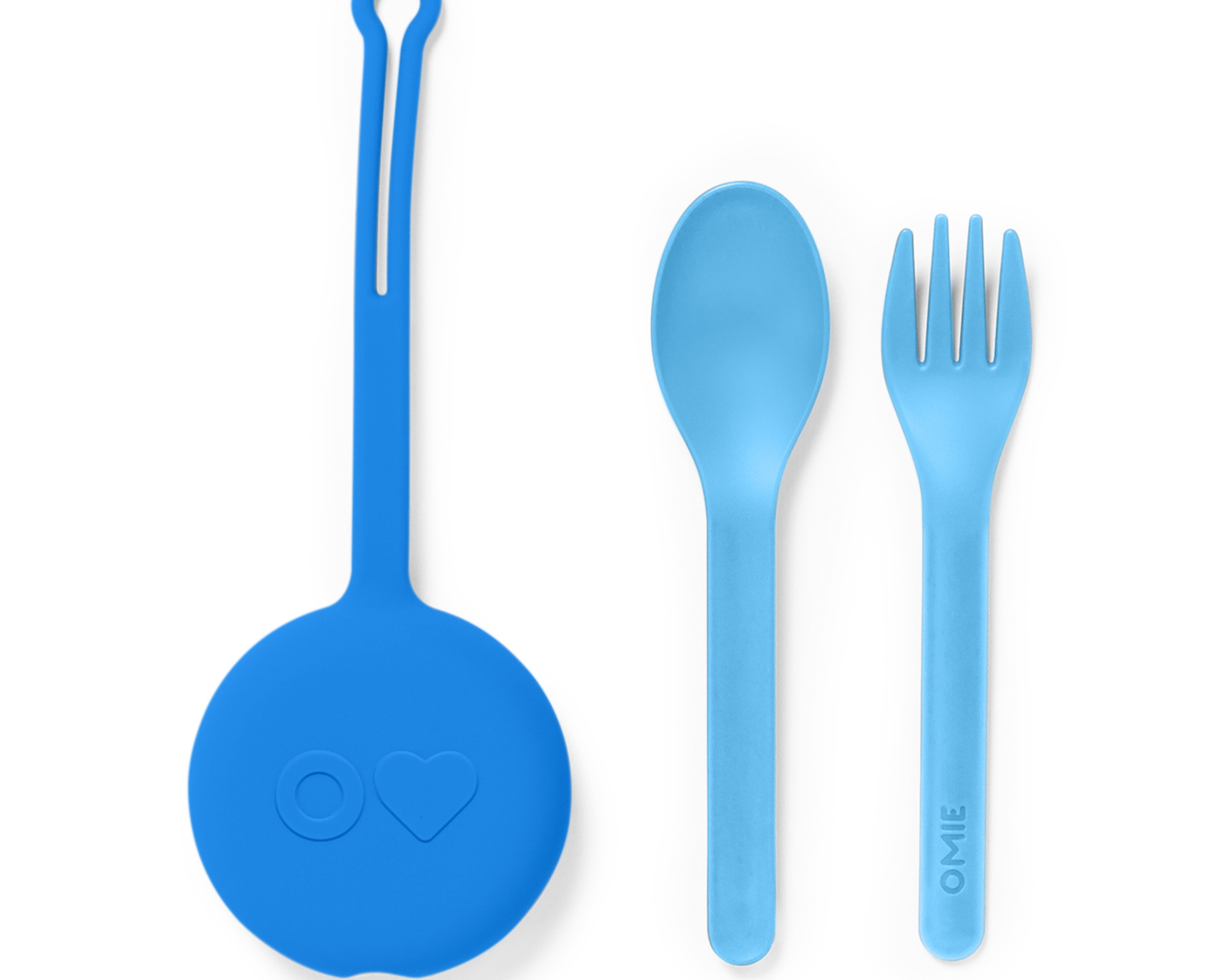 Omiebox - OmiePod Capri Blauwe Siliconen Vork en Lepel Set