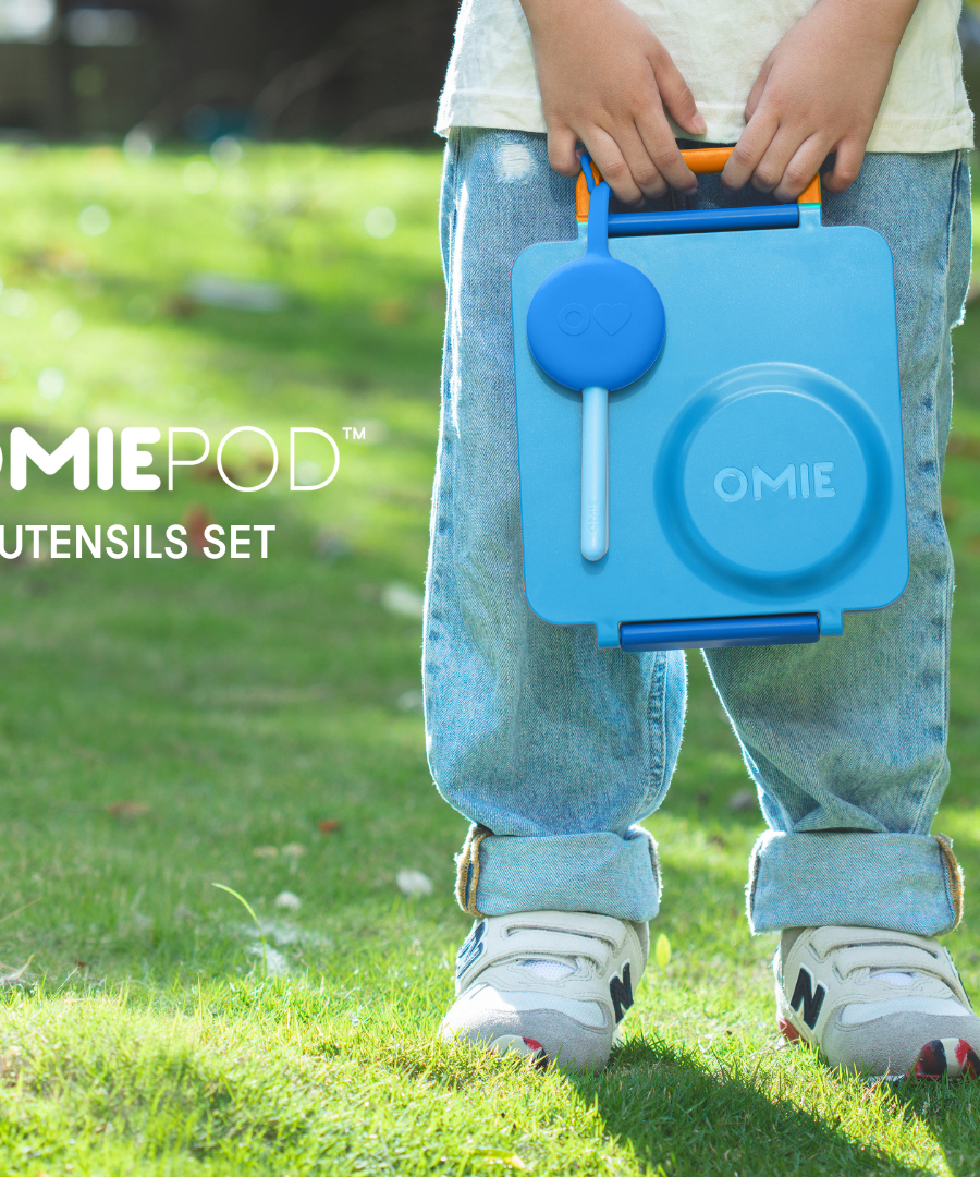 Omiebox - OmiePod Capri Blauwe Siliconen Vork en Lepel Set