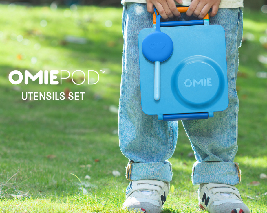 Omiebox - OmiePod Capri Blauwe Siliconen Vork en Lepel Set