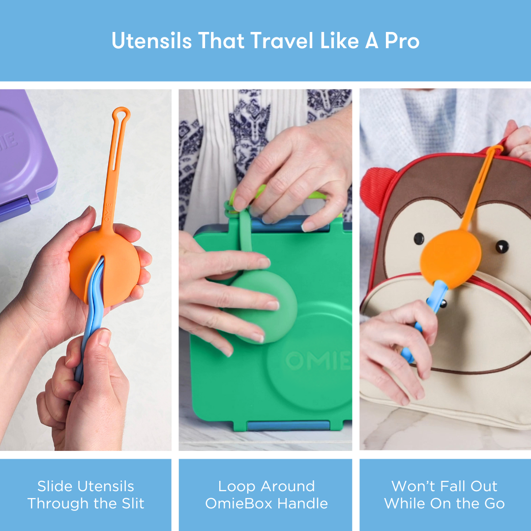 Omiebox - OmiePod Capri Blauwe Siliconen Vork en Lepel Set