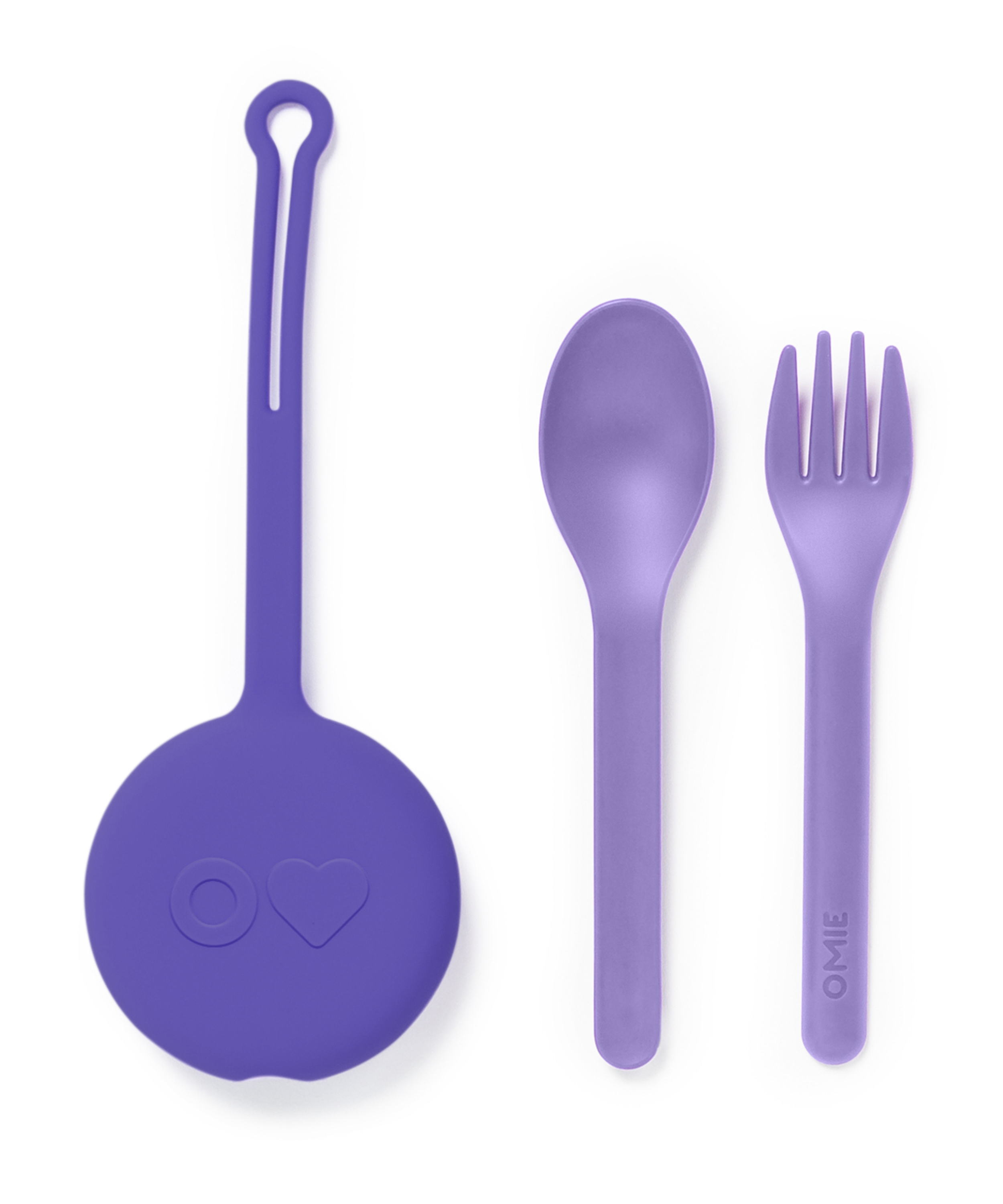 Omiebox - OmiePod Paarse Siliconen Vork en Lepel Set