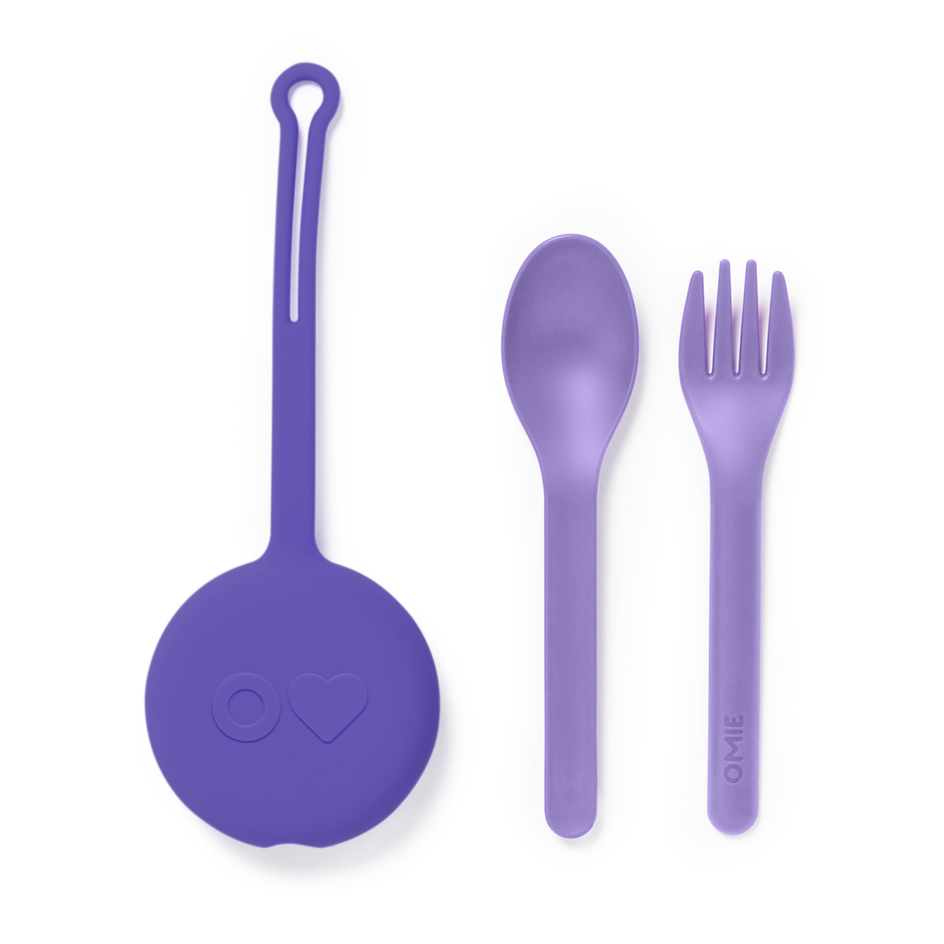 Omiebox - OmiePod Paarse Siliconen Vork en Lepel Set