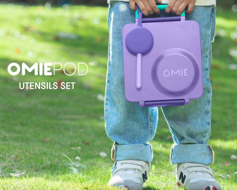 Omiebox - OmiePod Paarse Siliconen Vork en Lepel Set